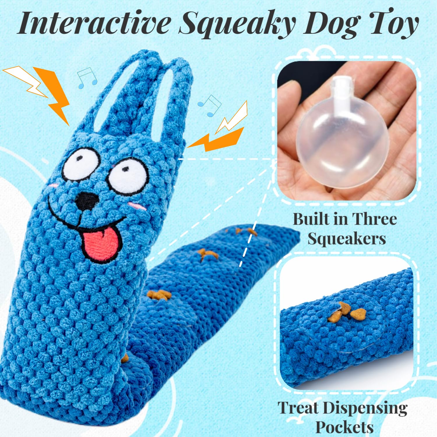 Interactive Squeaky Dog Puzzle Toys - Plush Snuffle Mat for IQ & Foraging Instinct Training - Puppy Enrichment Toys for Small, Medium & Large Dogs (Blue Rabbit) - Perfect for Boredom Relief & Mental Stimulation at Home or Travel
