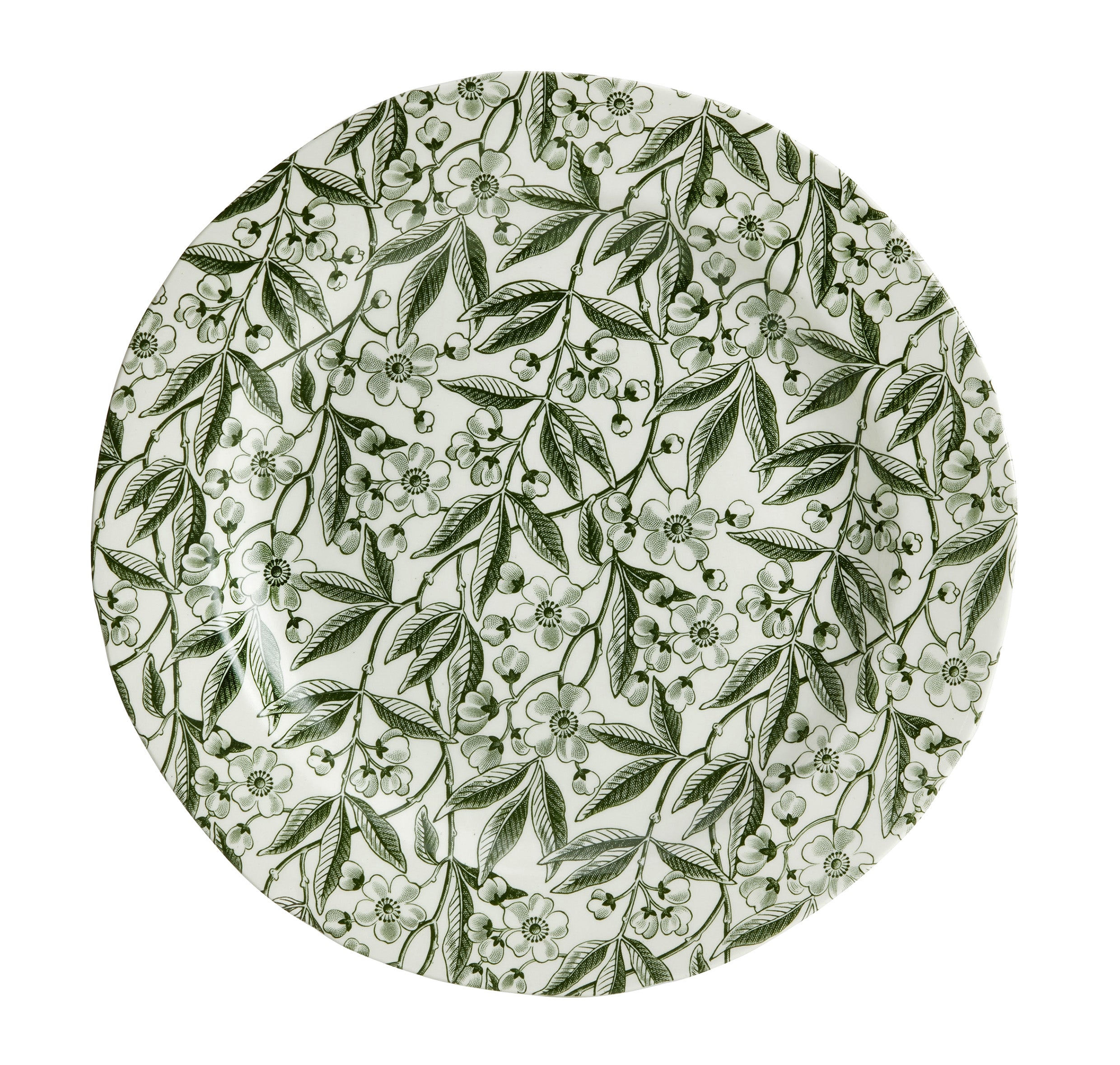 Burleigh Green Prunus Dinnerware Set - Elegant Floral Ceramic Plates & Bowls for Fine Dining - Perfect for Dinner Parties, Holiday Meals & Home Decor