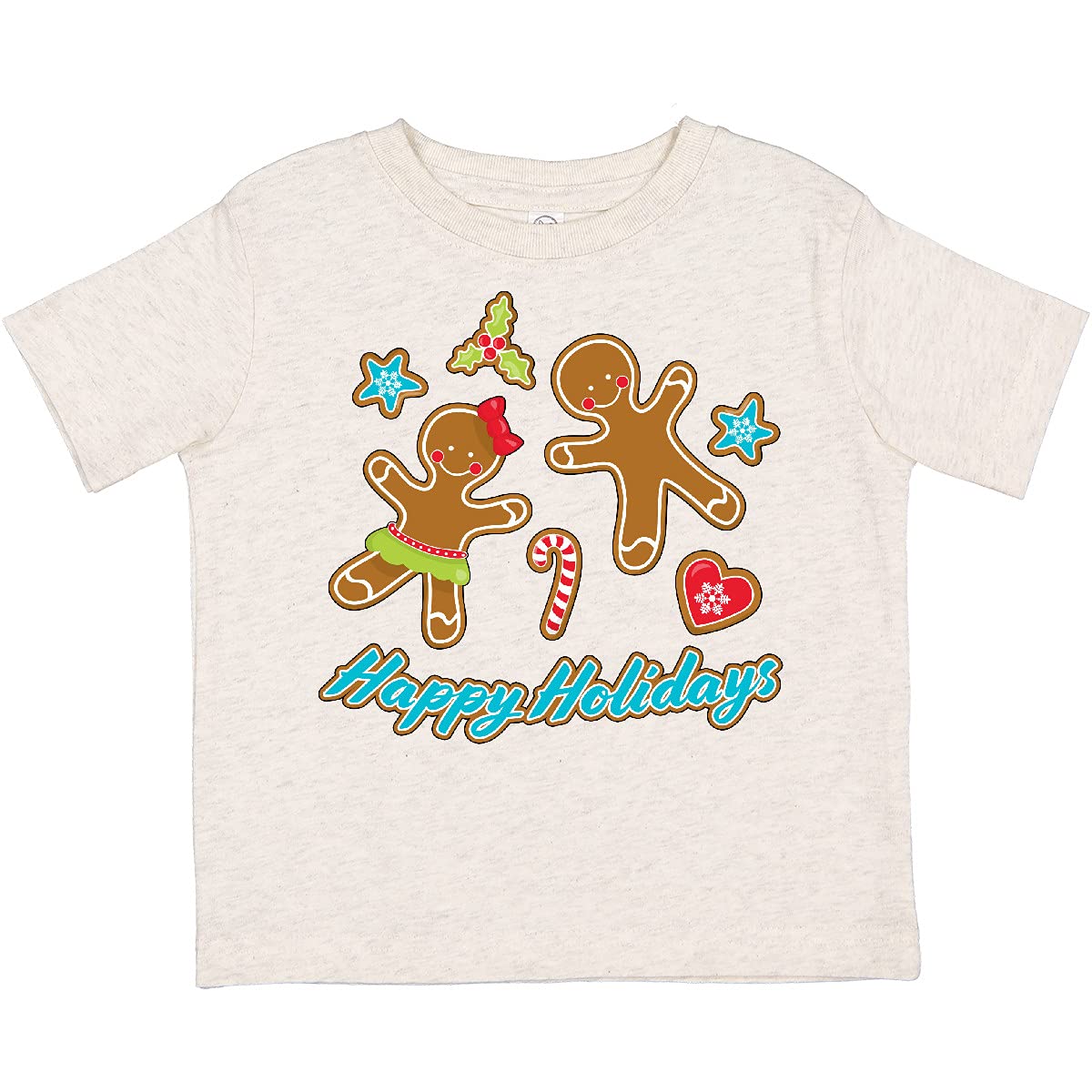 Inktastic Happy Holidays with Gingerbread Cookies Toddler T-Shirt - Cute Christmas Outfit for Kids & Toddlers - Perfect for Holiday Parties, Family Photos & Festive Celebrations