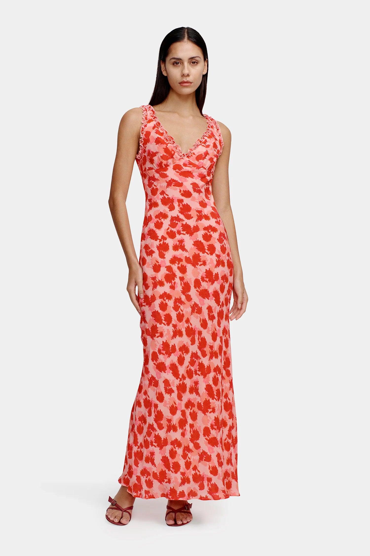 Bella Strawberry Fields Backless Maxi Dress - Floral Summer Beach Dress for Women, Perfect for Vacations, Weddings & Outdoor Parties