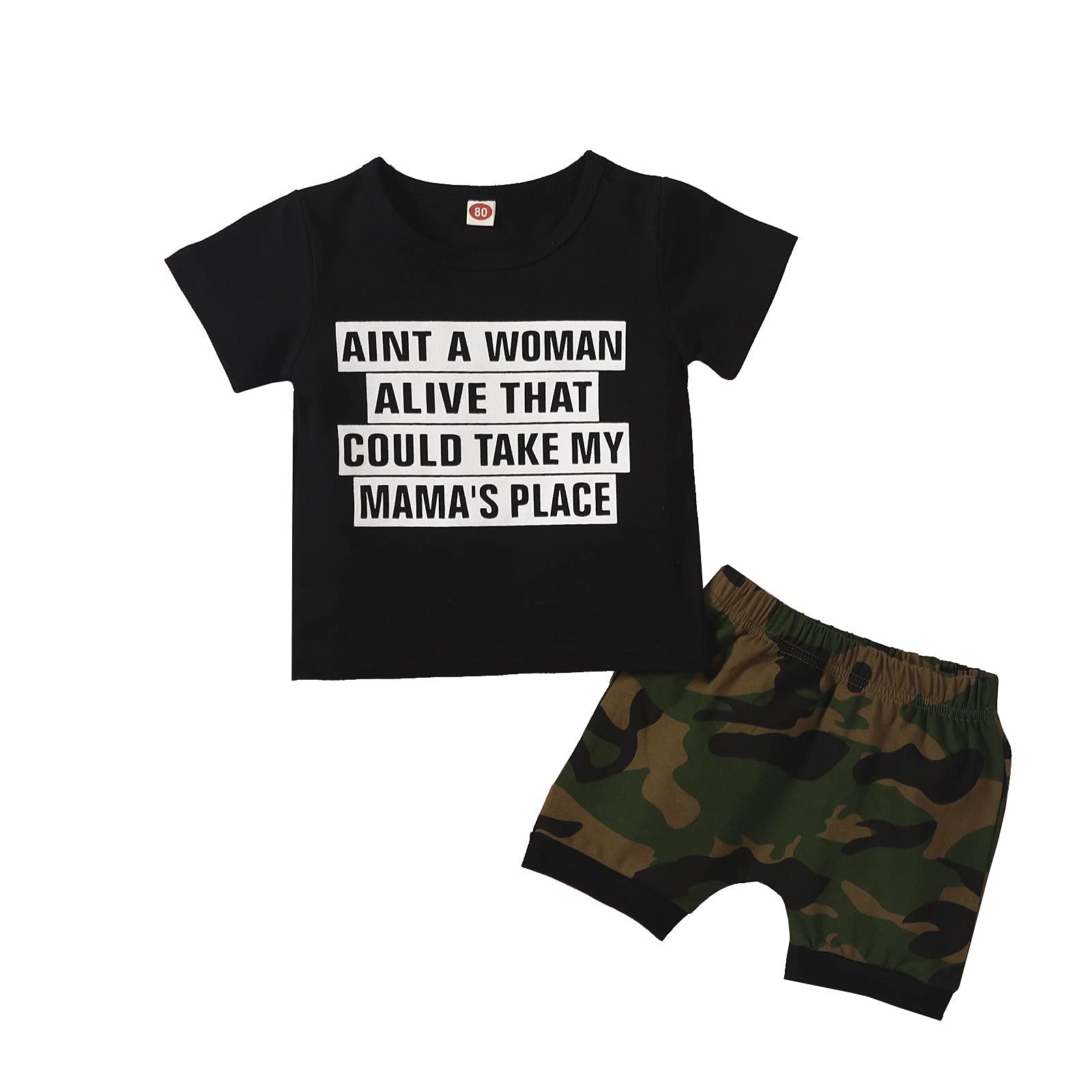Baby Boys Summer Outfit Set - Letter Print T-Shirt & Camouflage Shorts for Newborns | Playtime & Outdoor