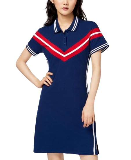 Juniors' Varsity Polo Dress for Girls - Navy Red, Medium Size - Perfect for School Uniforms, Sports Events & Casual Wear