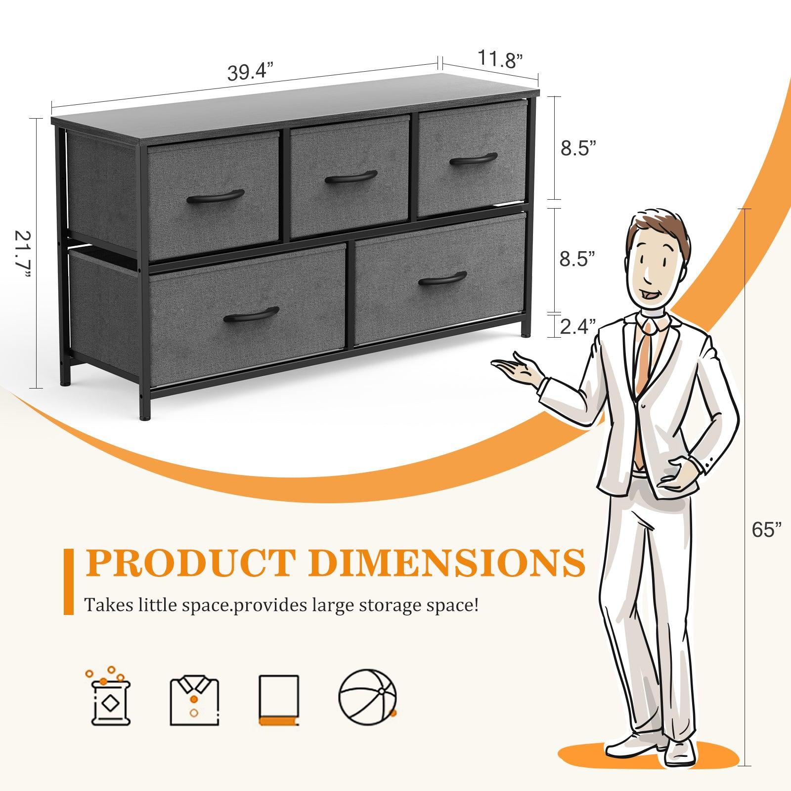 5-Drawer Fabric Storage Tower Dresser for Bedroom - Foldable Closet Organizer with Removable Bins | Perfect for Small Spaces, Nursery Organization & Clothes Storage