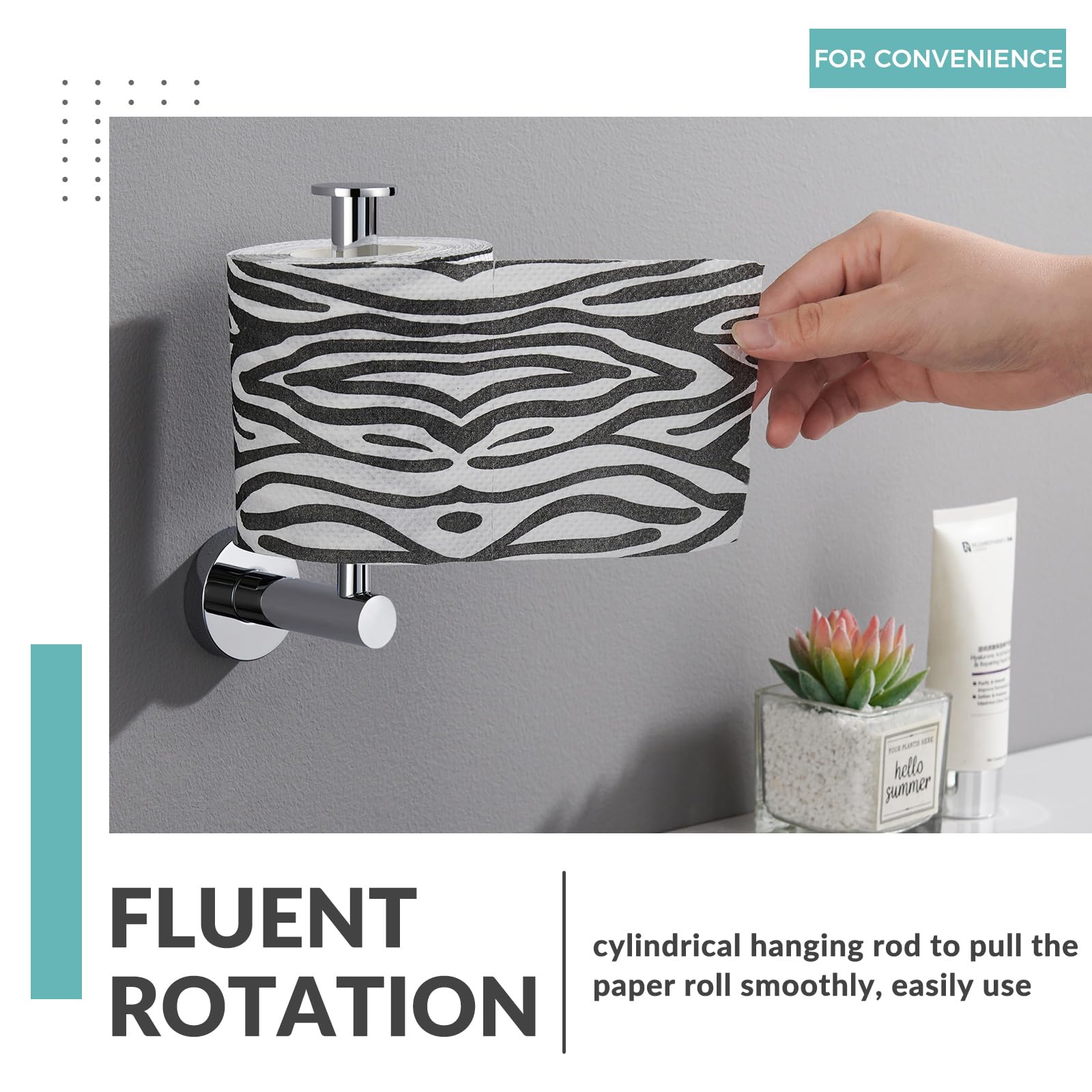 Aomasi Stainless Steel Vertical Toilet Paper Holder - Modern Chrome Standing Tissue Hanger with Round Plate | Wall Mounted Bathroom TP Roll Storage | Perfect for Small Bathrooms, Powder Rooms & RVs