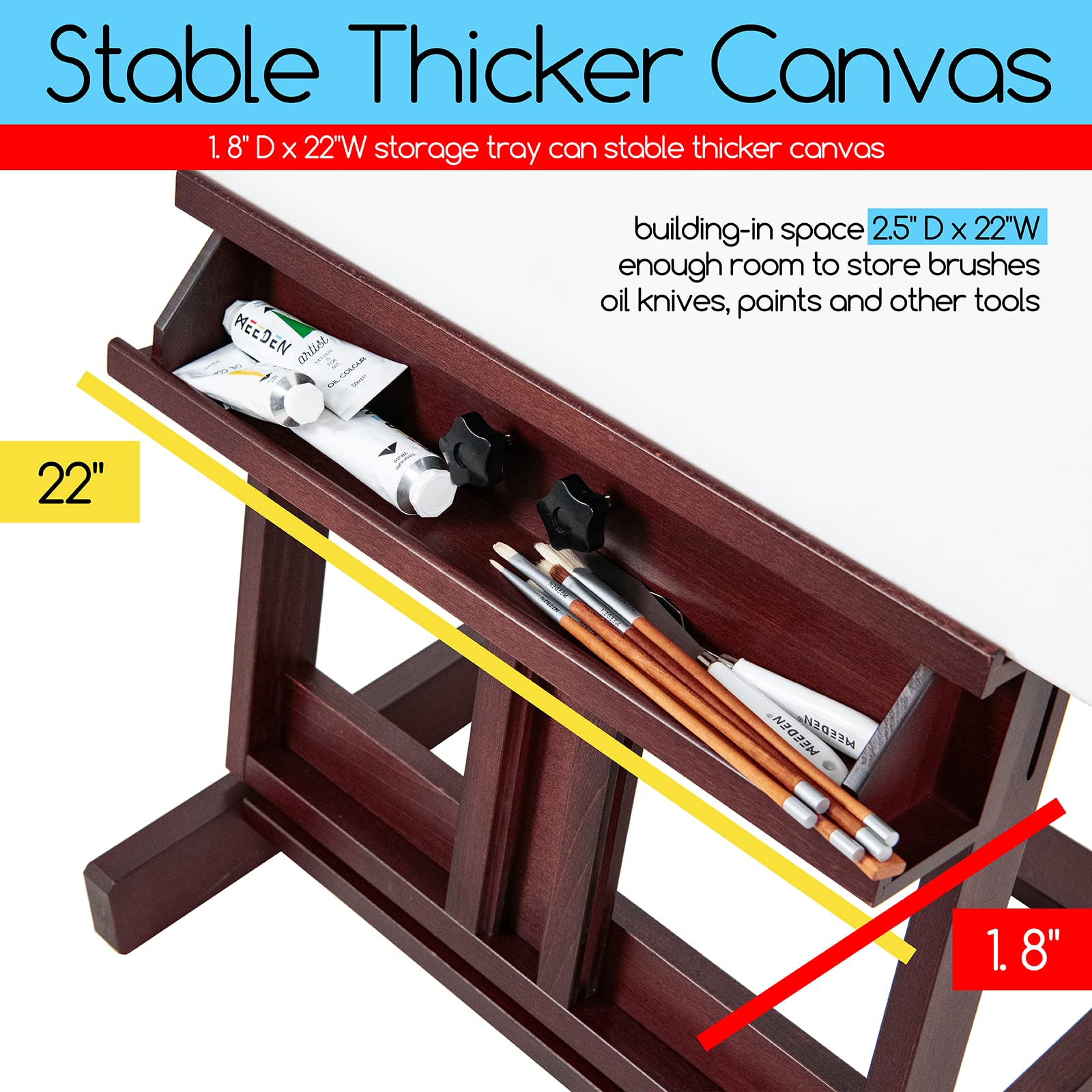 Professional MEEDEN Beech Wood H-Frame Studio Easel Stand - Adjustable Height 53