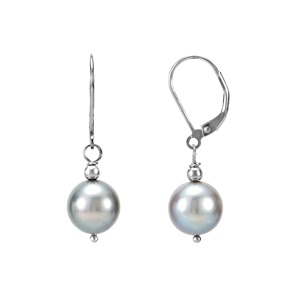 Sterling Silver Gray Pearl Lever Back Earrings for Women - Elegant & Timeless Jewelry