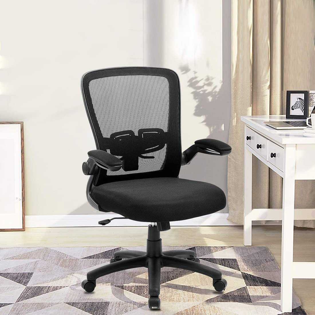 Ergonomic Office Chair with Adjustable Height & Lumbar Support - High Back Mesh Computer Chair with Flip-Up Armrests for Home Office - 300lb Weight Capacity - Perfect for Long Work Hours & Gaming Sessions