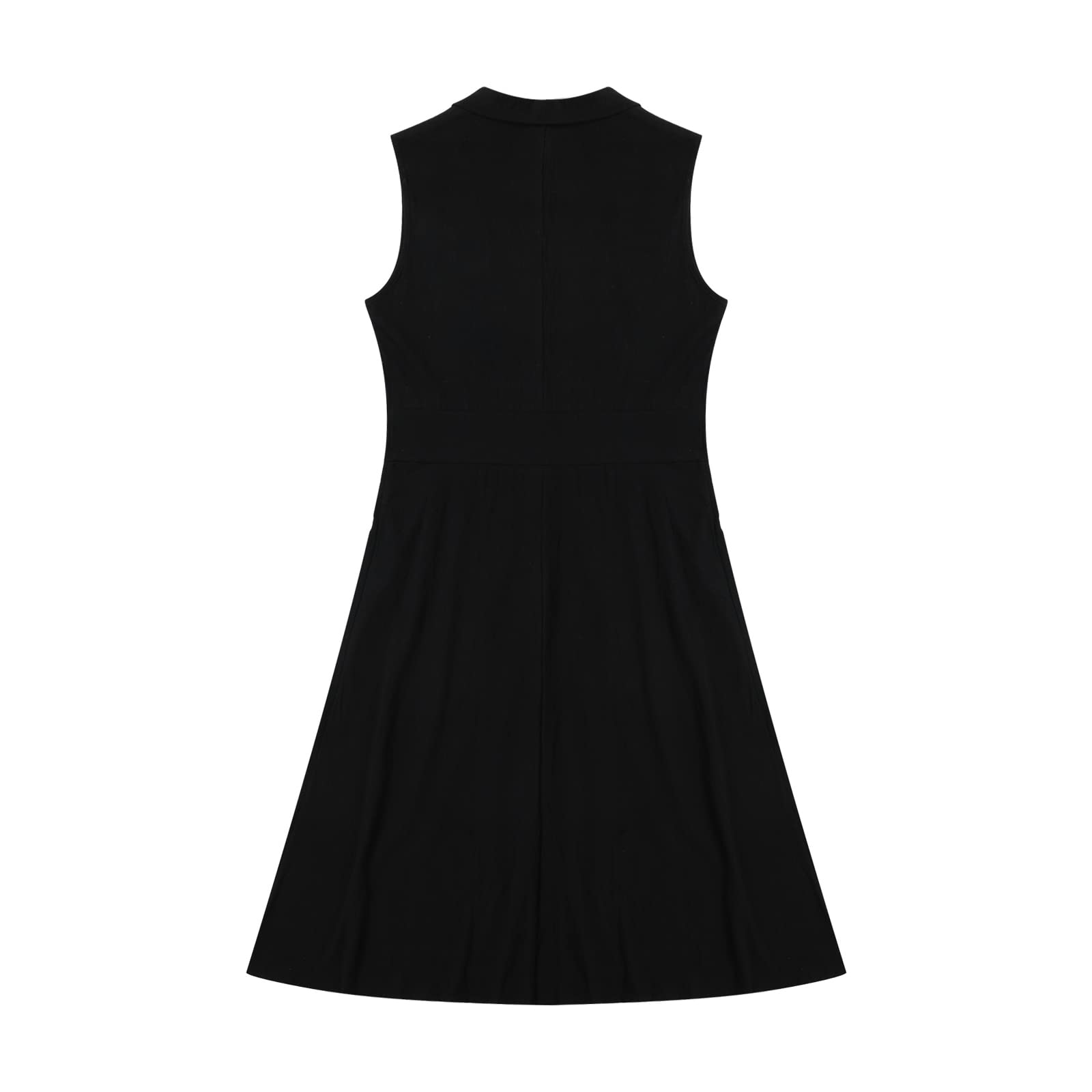 Rteyno Women's Pleated Long Sleeveless Dress - Empire Waist Button Down A-Line Cocktail Party Dress for Evening Events, Weddings & Special Occasions