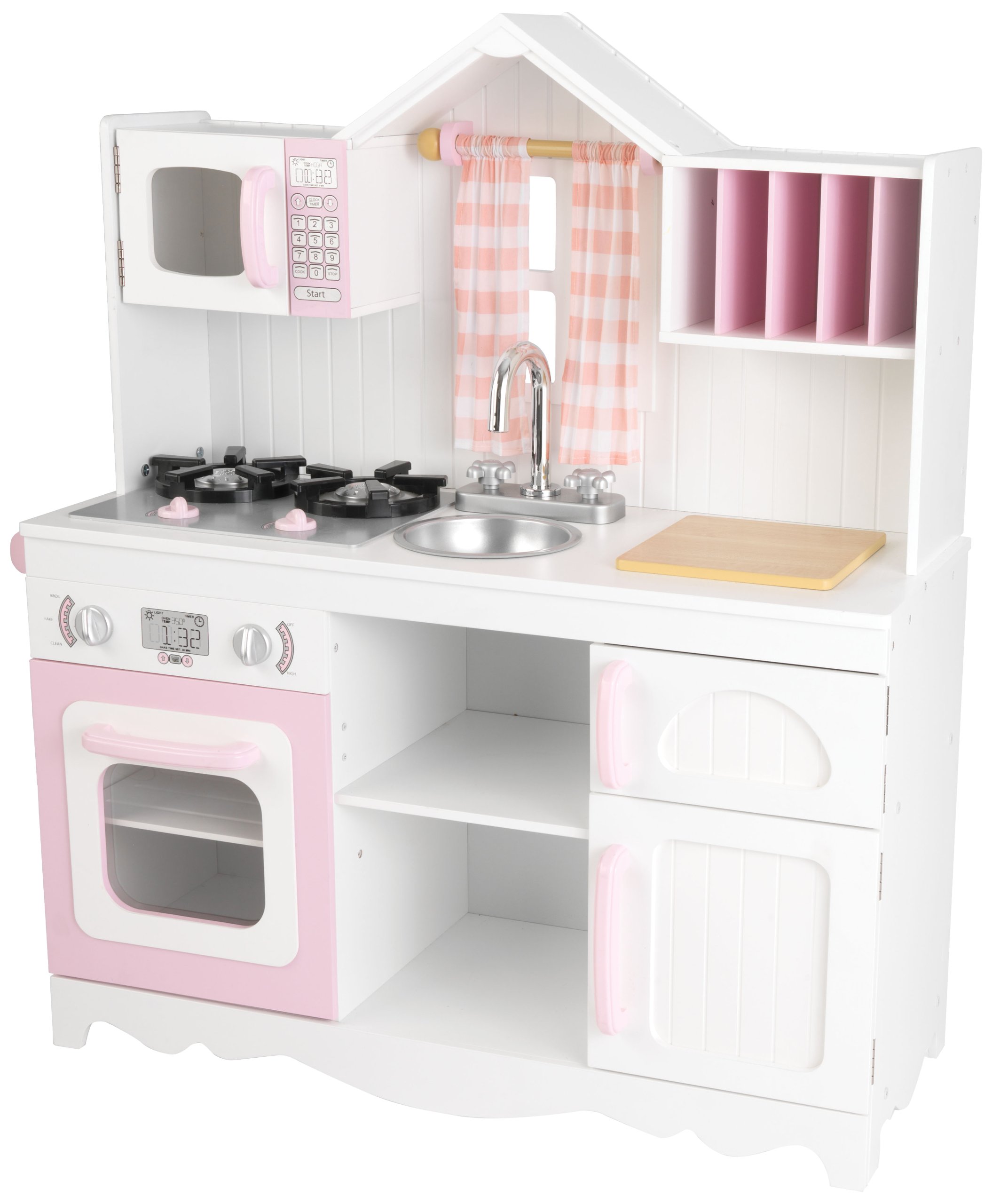 KidKraft 53222 Modern Country Kitchen Toy Set - Wooden Play Kitchen for Kids with Realistic Features - Pretend Play for Toddlers & Preschoolers (Great for Home, Classroom & Daycare Use)