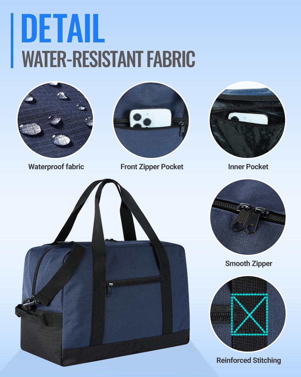 14 Inch Small Gym Bag & Mini Duffel Bag - Lightweight Carry On for Travel, Sports & Workout - Compact Duffle Bag for Men & Women (Navy Blue) - Perfect for Gym, Yoga, Weekend Trips & Sports Activities