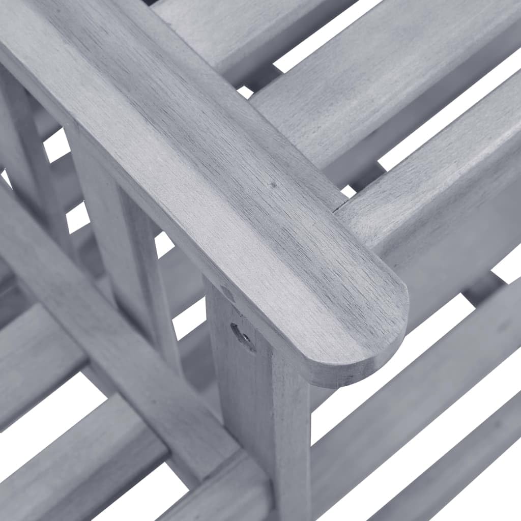 Rustic Acacia Wood Garden Chairs with Tea Table - Farmhouse Outdoor Furniture Set, Sturdy Gray Wash Finish for Patio, Deck or Backyard | Perfect for Relaxing, Entertaining and Outdoor Dining
