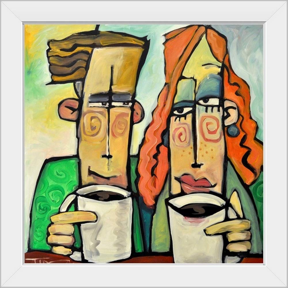 White Framed Coffee Date Art Print - Elegant Coffee & Tea Wall Decor for Kitchen, Dining Room, or Cafe - Perfect Gift for Coffee Lovers