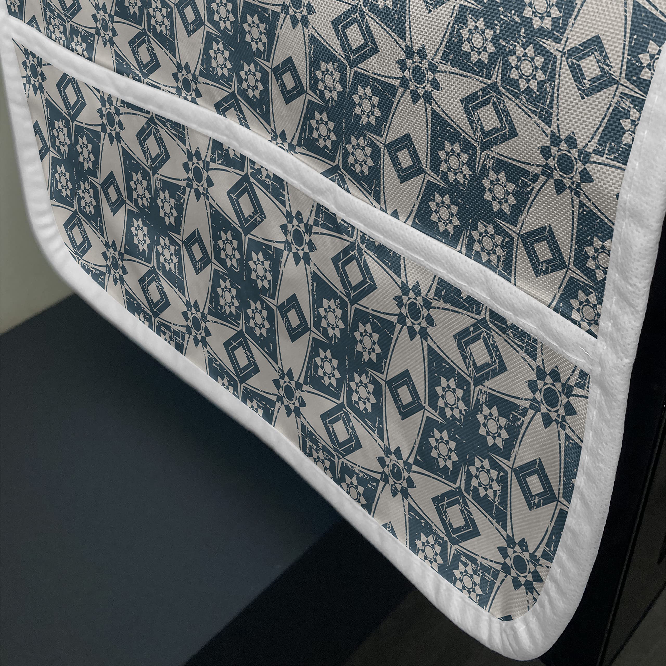 Ambesonne Vintage Microwave Cover - Waterproof Kitchen Organizer with Pockets, Star & Diamond Geometric Design, 36x12 Inches, Dark Teal Eggshell - Perfect for Protecting Appliances & Adding Vintage Charm to Your Kitchen