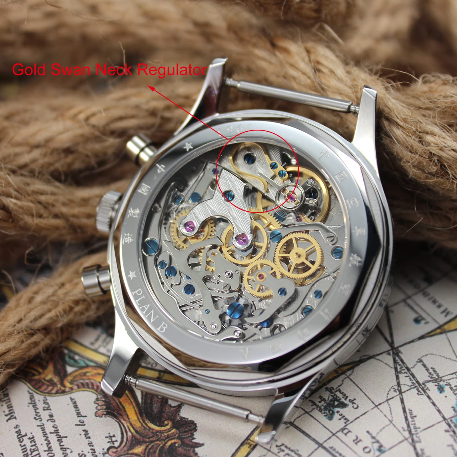 AESOP Chronograph Mechanical Men's Watch with ST1901 1963 Movement - Manual Wind Analog Wristwatch, Stainless Steel Case, Sapphire Crystal, Waterproof & Luminous - Perfect for Pilot, Military, and Casual Wear