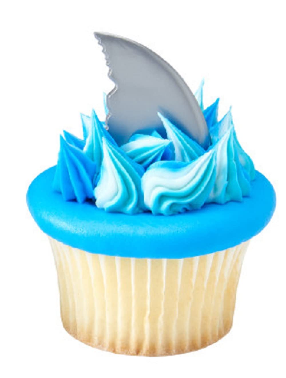 Shark Fins Cupcake Toppers - Pack of 30 Premium Cake Decorations for Ocean Theme Parties, Baby Showers & Birthday Baking Supplies by Blue Fox Baking