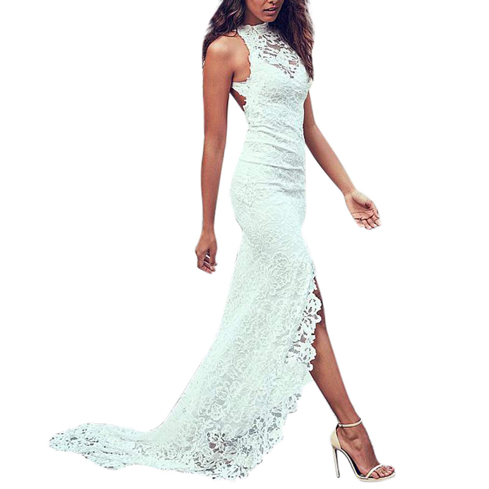 Sexy Sleeveless Backless Lace Mermaid Wedding Dress for Brides - Elegant Long Train Formal Gown for Wedding Guests & Bridal Party | Perfect for Beach Weddings, Vow Renewals & Evening Receptions