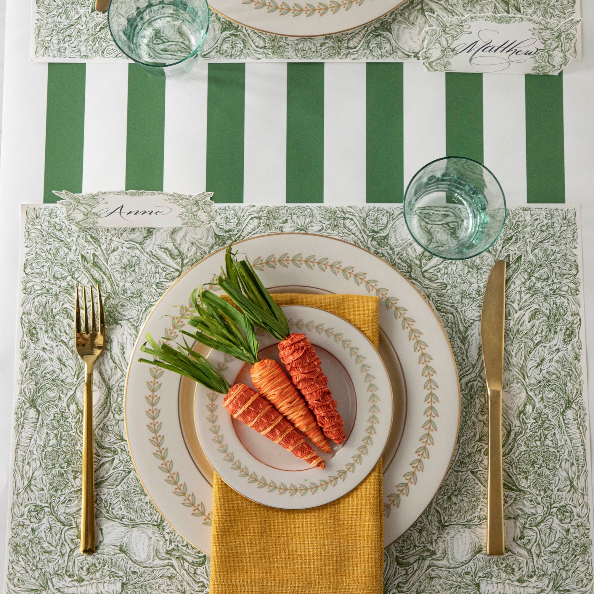 Premium Hare Promenade Placemat Set - Elegant and Durable Table Mats for Dining, Parties, and Home Decor - Perfect for Easter, Spring Celebrations, and Everyday Use