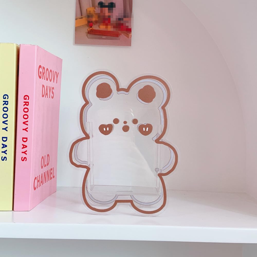 Bear Shaped Acrylic Pen Pencil Brush Holder - Cute Animal Organizer for Office, Makeup, Desktop - Geometric Transparent Flower Vase Decoration (Brown Bear) 5.5 x 1.7 x 5.9 inches - Perfect for Home, Office & Gift Giving