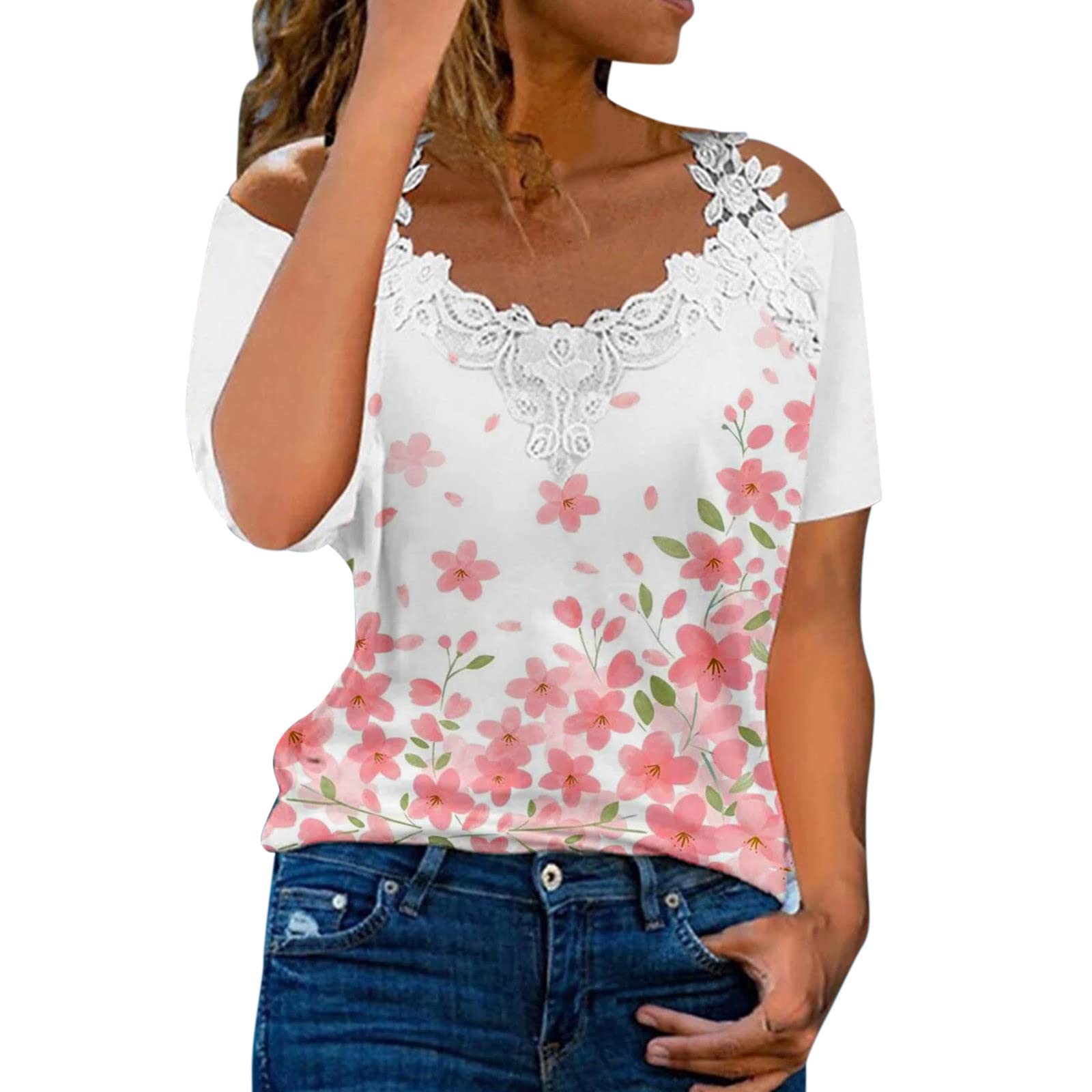 Women's Summer Tops - Sexy V-Neck Short Sleeve Dolman Blouse with Twist Front Detail | Casual & Dressy Loose Fit Shirt | Perfect for Office Wear, Date Night & Summer Outings