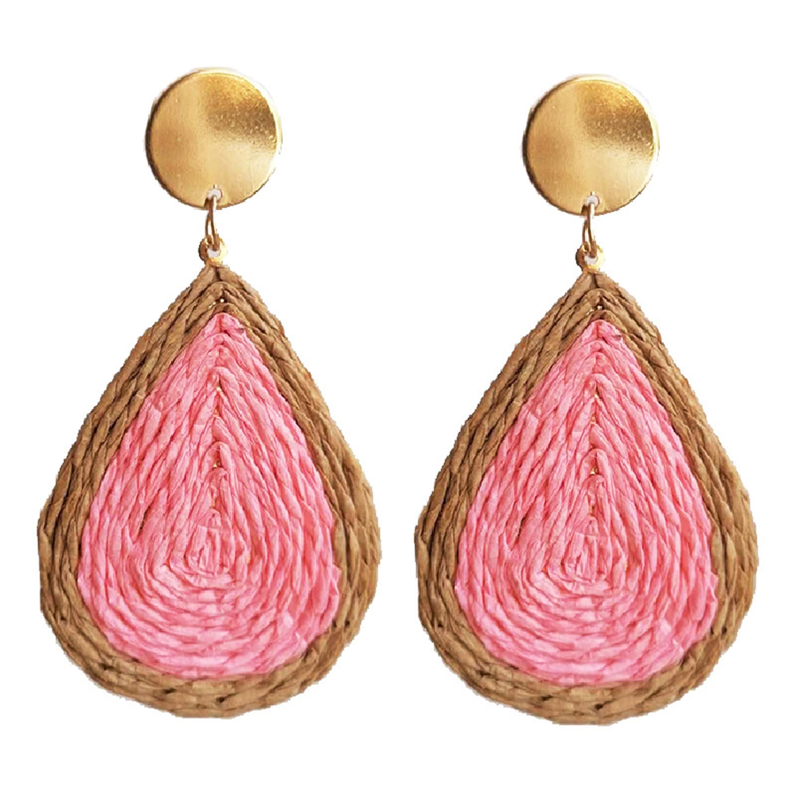 Handmade Bohemian Woven Rattan Earrings for Women – Waterdrop & Raffia Dangle Drop Earrings, Lightweight Summer Beach Jewelry Gifts for Girls, Perfect for Vacation, Festival, and Boho Fashion Accessories