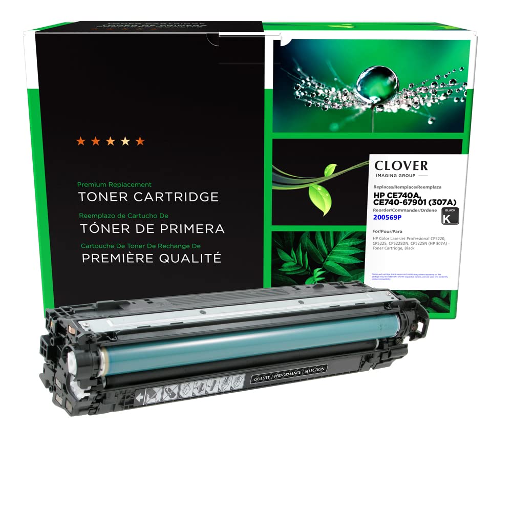 High-Quality Clover Remanufactured Black Toner Cartridge Replacement for HP CE740A/HP 307A - Compatible with HP Printers | Perfect for Home Office & Small Business Printing Needs