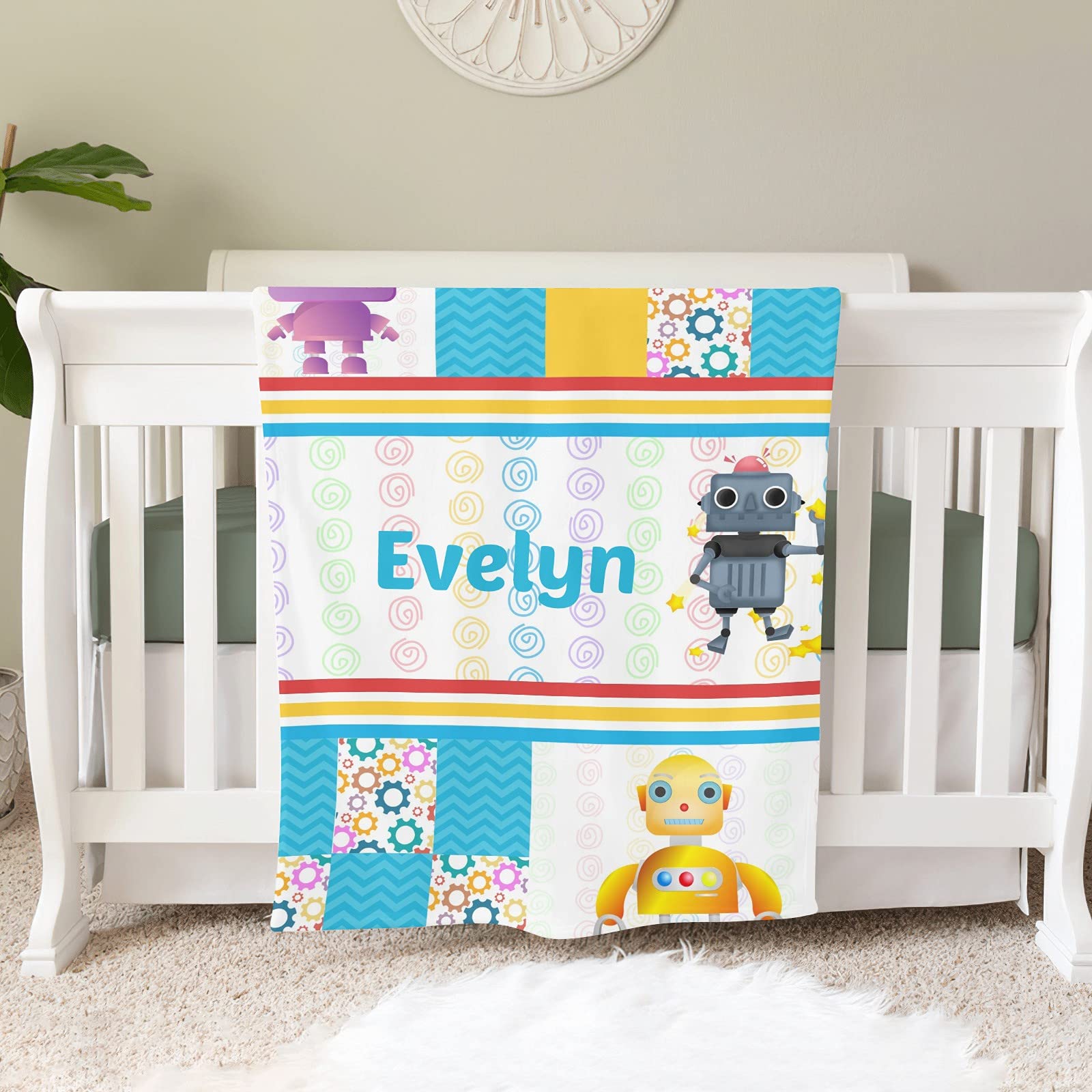 Custom Personalized Baby Blanket with Name - 30x40 Inch Soft Faux Patchwork Quilt for Newborns, Girls & Boys | Perfect Swaddling Blanket, Crib Bedding & Unique Baby Shower Gift
