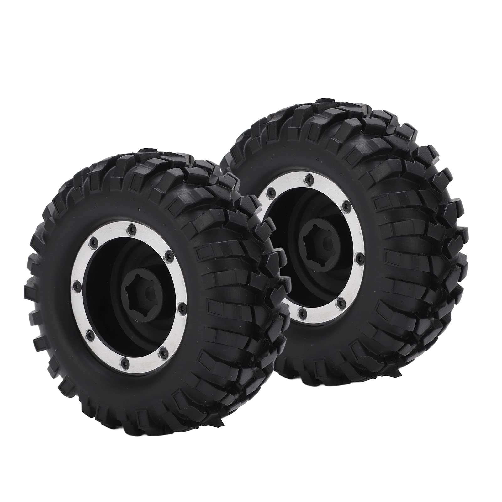 1.9 Inch Metal Wheel Rim Tires - 96mm RC Rubber Tires with Anti-Slip Design for SCX10 1/10 Crawler (Black) | Durable Off-Road Performance for Rock Crawling & Trail Adventures