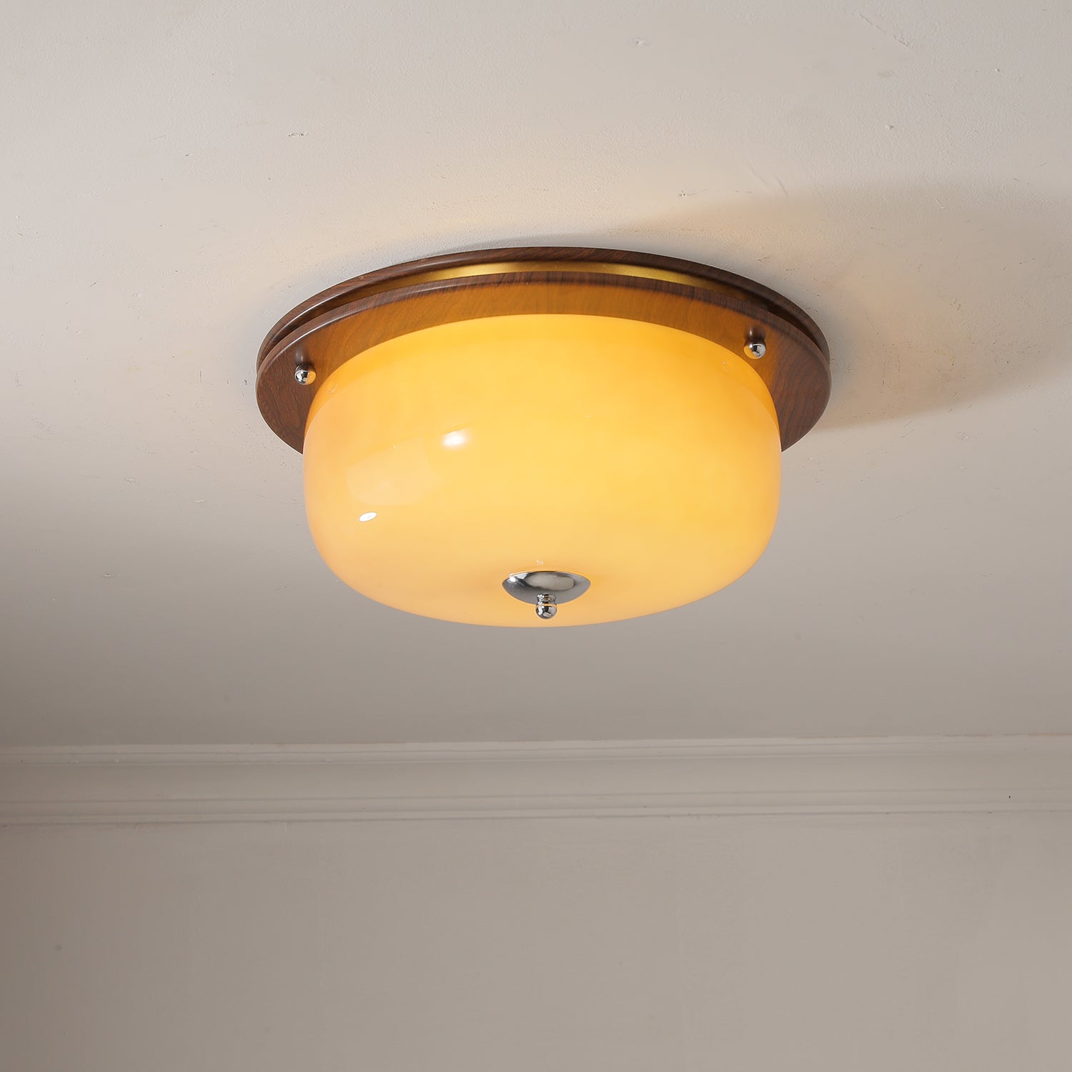 Modern Glass Dome Ceiling Light Fixture - Elegant LED Flush Mount Lighting for Living Room, Bedroom & Kitchen - Energy Efficient Home Decor