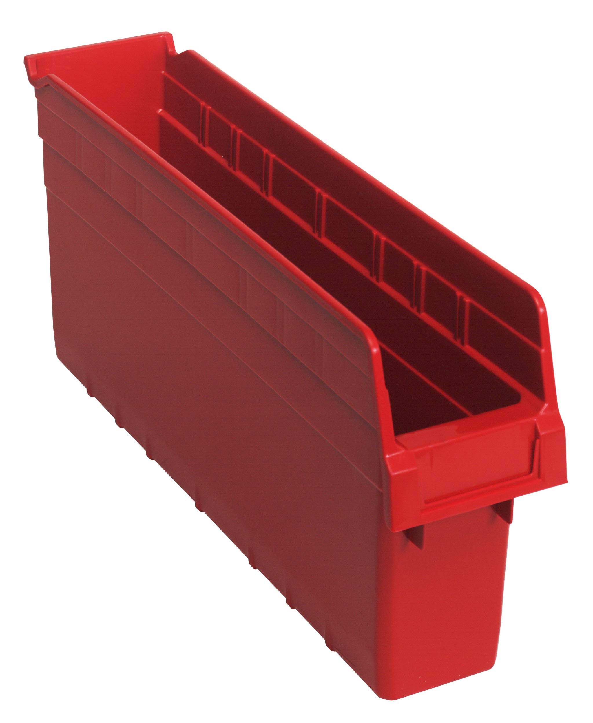 8-Pack Red Plastic Shelf Bins for Storage - 17.875
