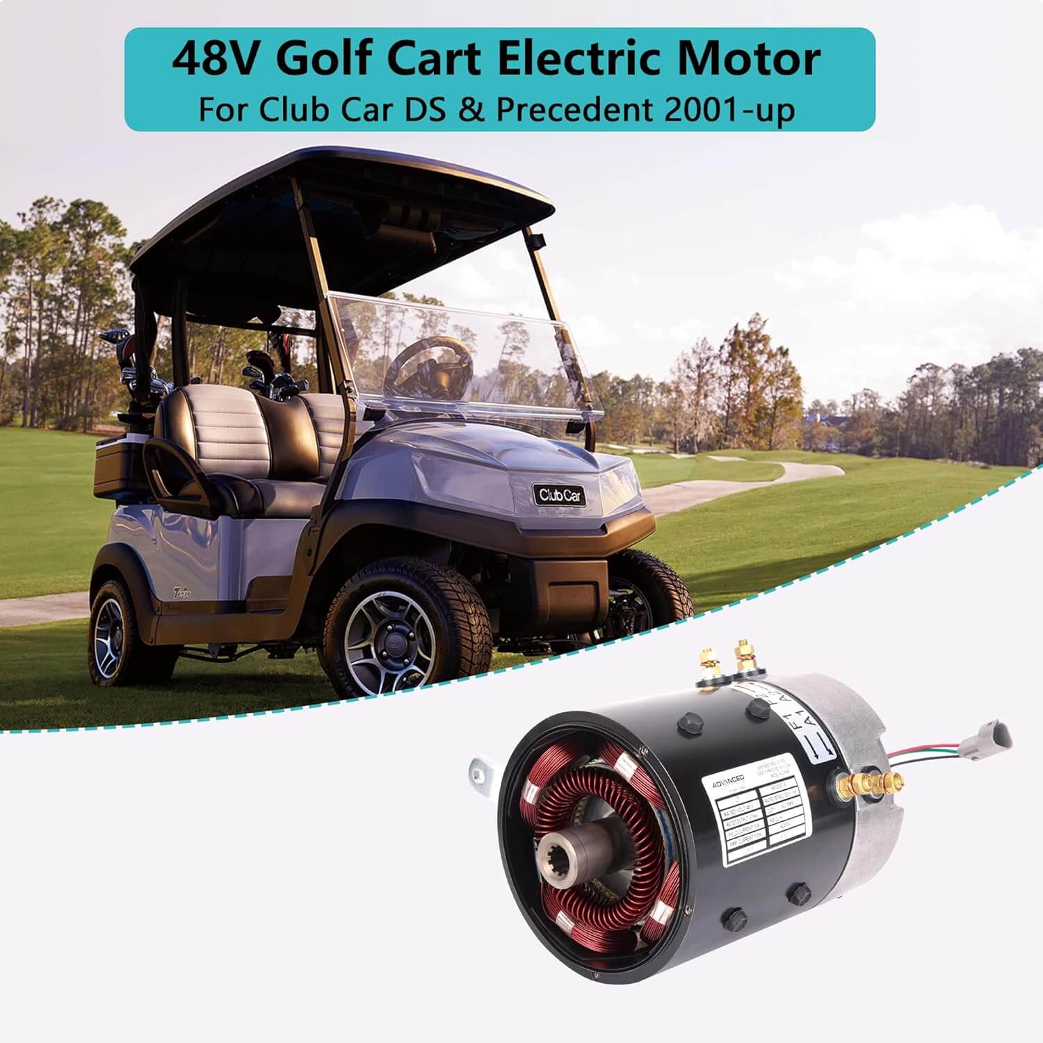48V 3.7KW Electric Golf Cart Motor for Club Car DS & Precedent (2001+) - High Performance DC Motor Replacement for Smooth Rides on Golf Courses & Neighborhood Streets