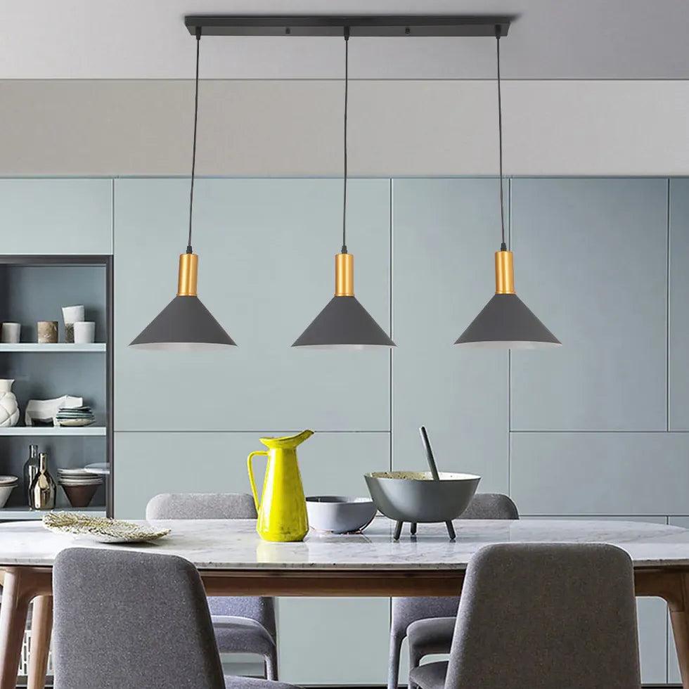 Modern 3-Light Cone Design Pendant Light for Dining Room - Elegant Ceiling Fixture for Kitchen Island, Breakfast Nook & Home Decor