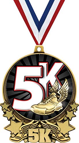 5K Running Medals - 3 Inch Gold Winged Foot Race Awards for Runners, Marathon Finishers & 5K Events - Perfect for Endurance Challenges, Charity Races & Fitness Milestones