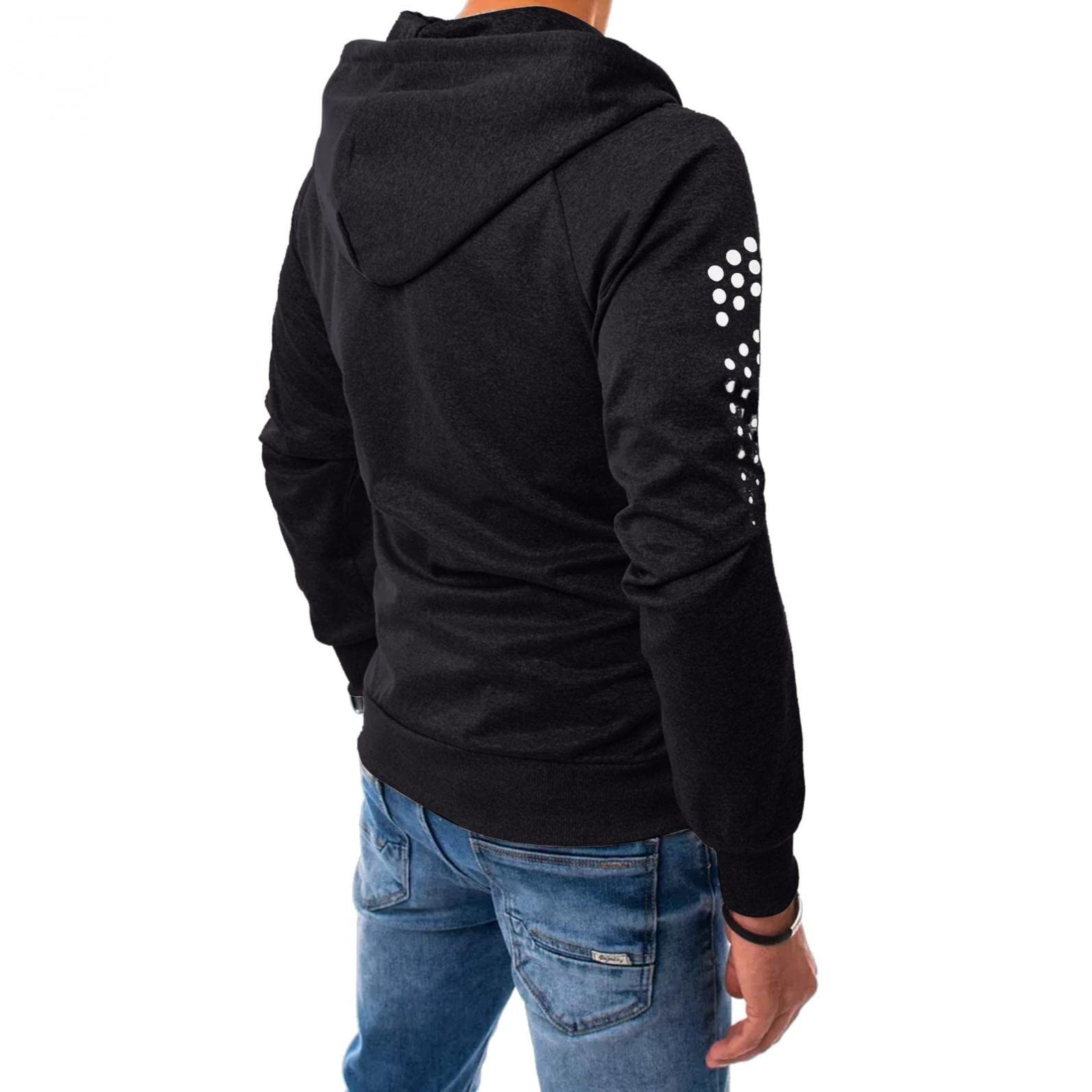 Men's Color Block Zip Up Hoodie - Stylish Full Zip Front Sweatshirt with Hood for Casual Wear, Gym & Outdoor Activities