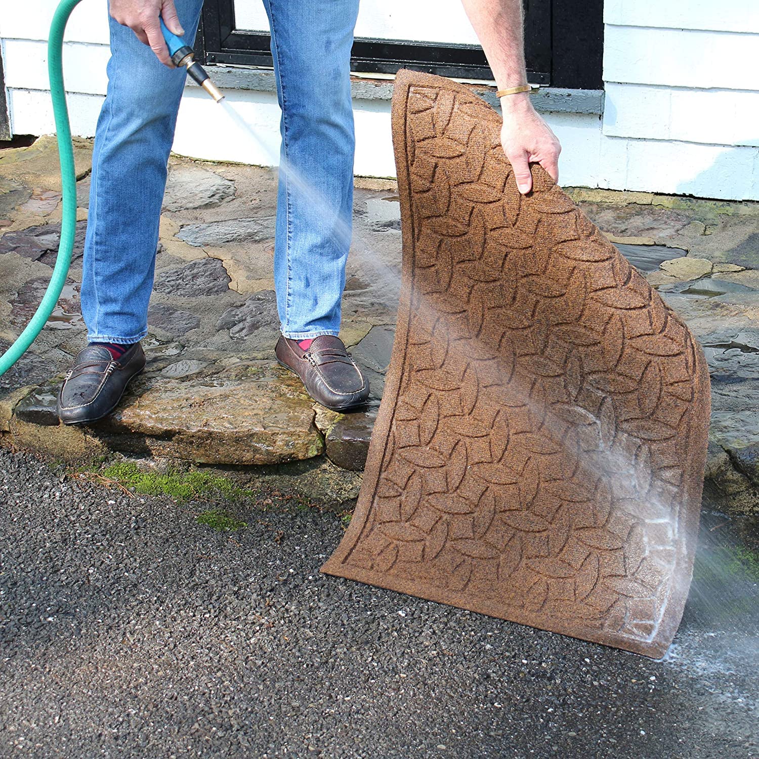 Bungalow Flooring Waterhog Paws and Bones Personalized Pet Doormat - 2x3 Feet Non-Slip Indoor/Outdoor Entry Mat - Made in USA - Dark Brown - Traps Water, Mud & Pet Hair - Perfect for Front Door, Backyard & Pet Areas