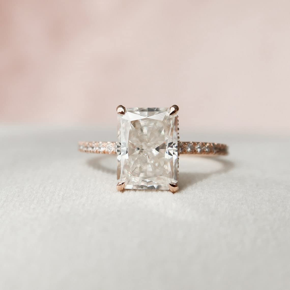 3 CT Dainty Radiant Cut Engagement Ring - 18K Gold Plated Sterling Silver Minimalist Wedding Band for Women, Perfect for Proposals, Anniversaries & Everyday Elegance