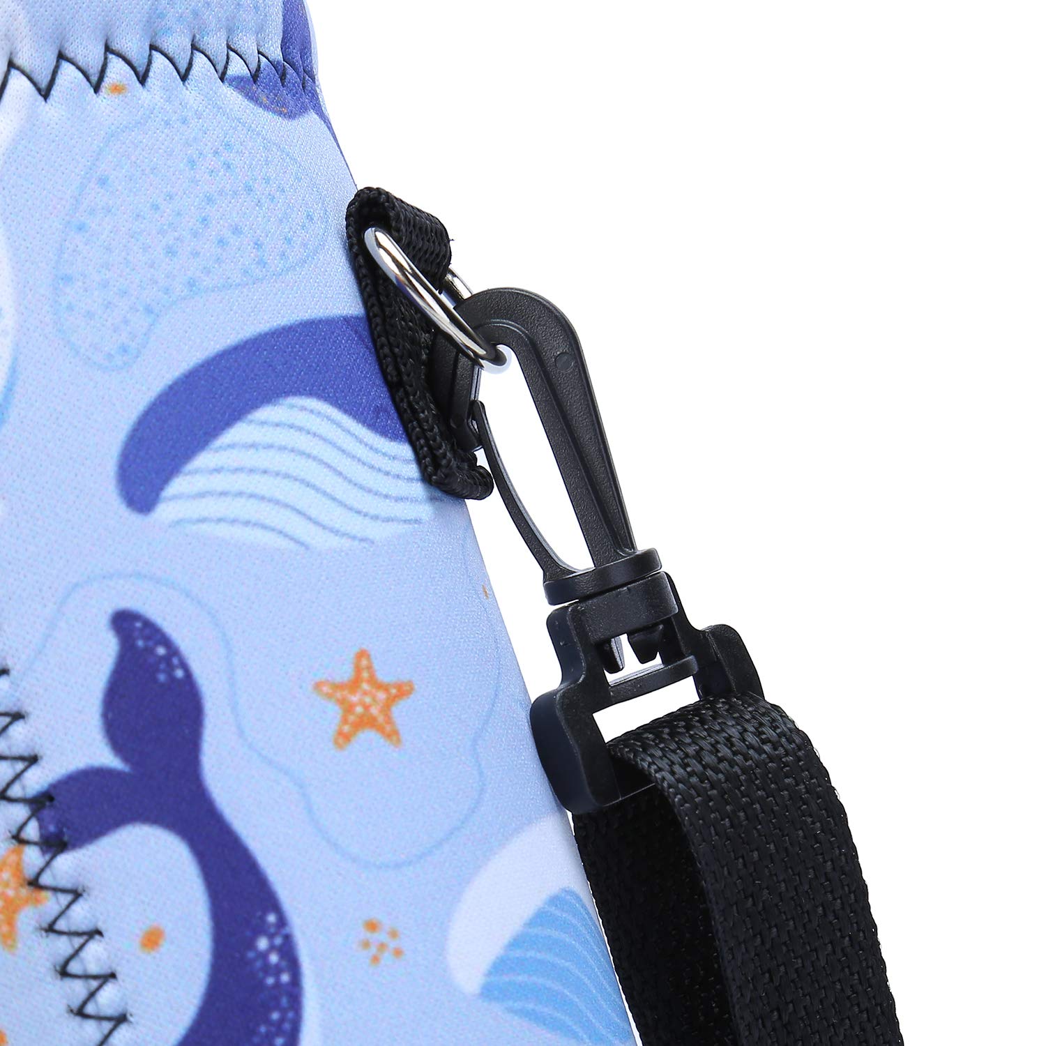 **Amary 1000ML Neoprene Insulated Water Bottle Carrier Bag with Adjustable Shoulder Strap – Fits Stainless Steel, Glass & Plastic Bottles (34OZ) – Perfect for Hiking, Gym & Travel (Whale Design)**