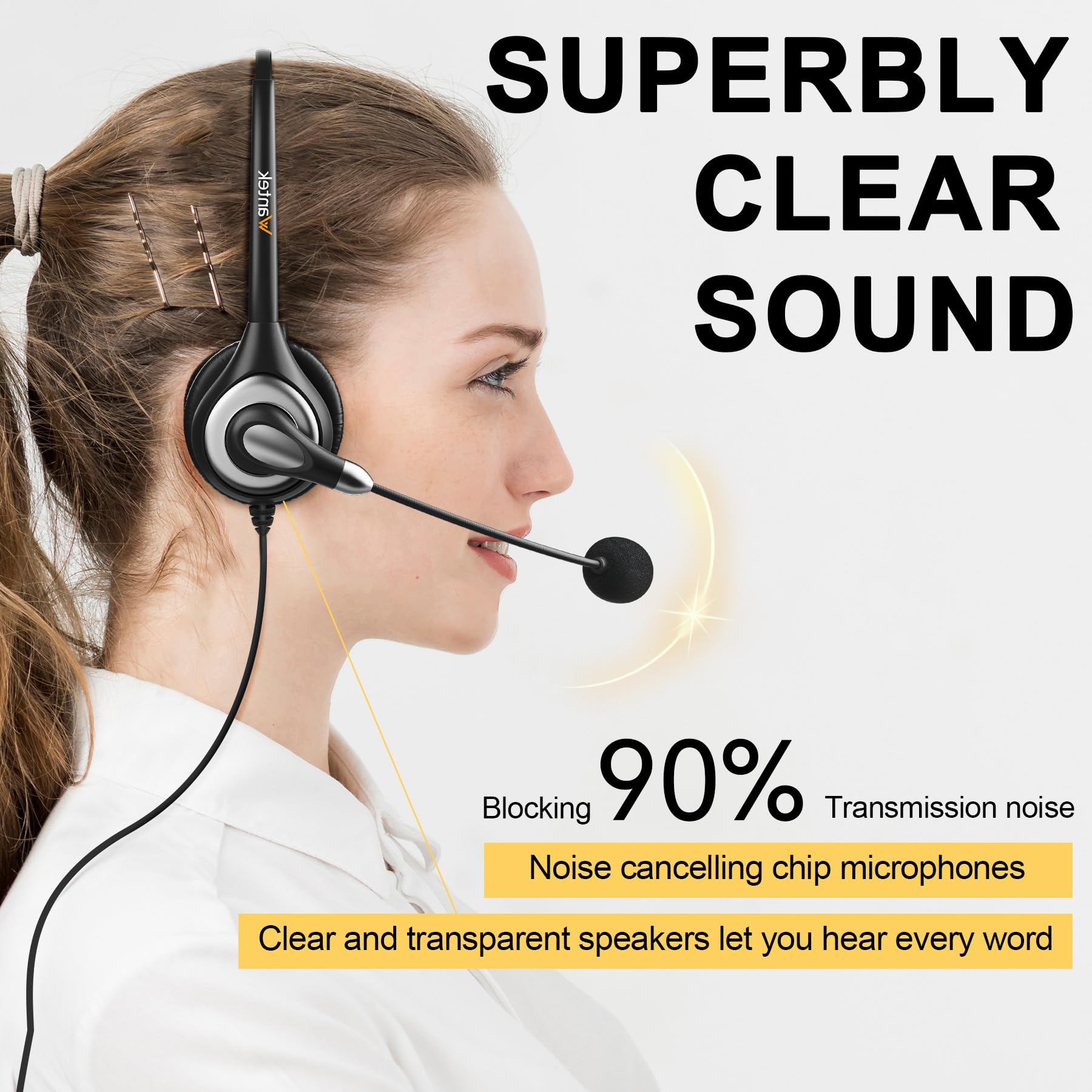 Wantek USB Headset with Microphone - Noise Cancelling PC Headphones for Business, Home Office & Call Center | Comfortable Lightweight Design for Skype, Zoom, Webinars & Online Meetings | Perfect for Remote Work, Customer Service & Virtual Classrooms