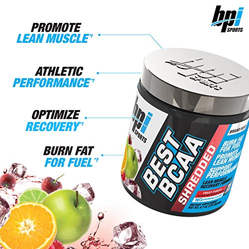 Bpi Sports Best BCAA Shredded Supplement - Fruit Punch Flavor for Muscle Recovery & Fat Loss | Pre-Workout & Post-Workout Drink for Athletes & Fitness Enthusiasts