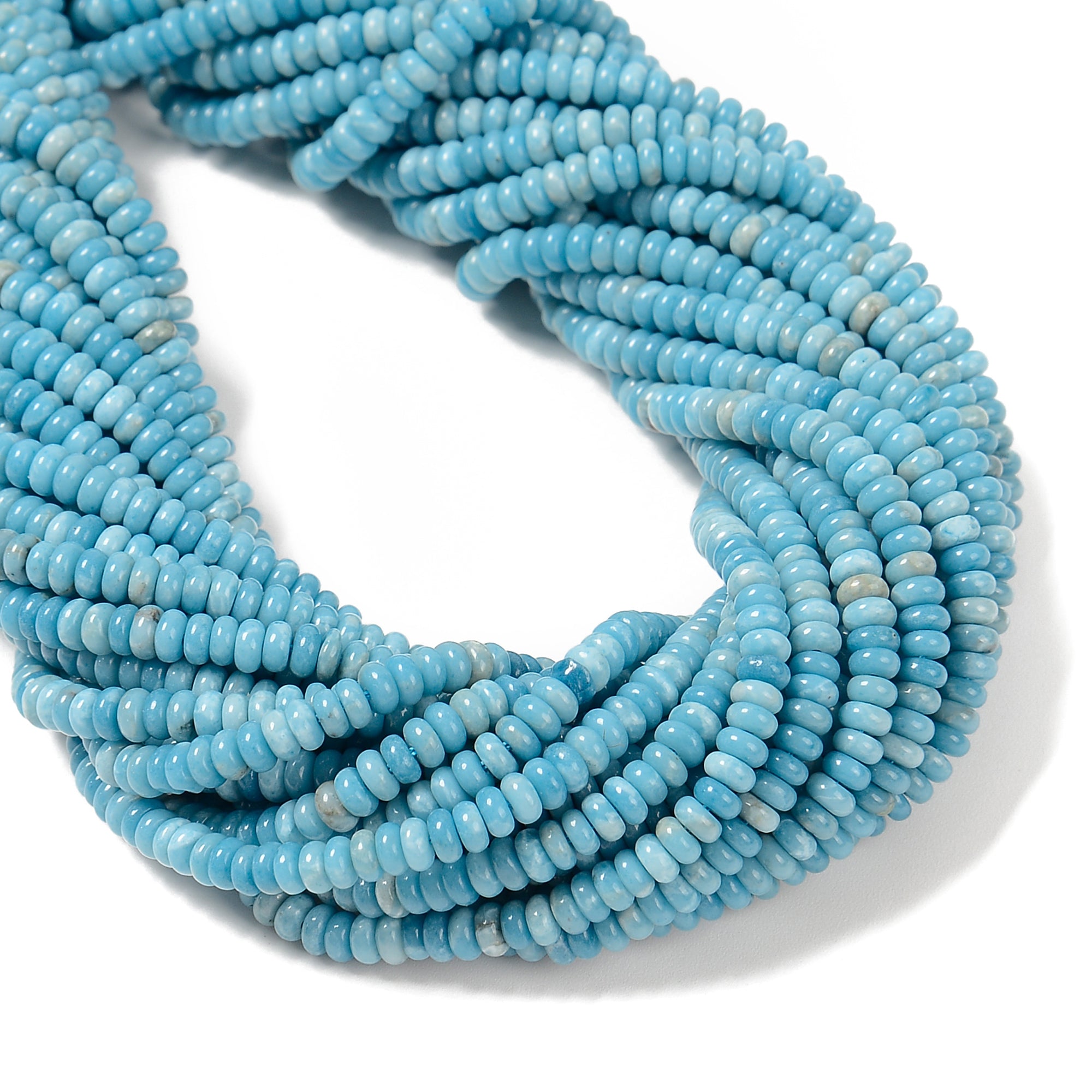 Natural Larimar Quartz Smooth Rondelle Beads 2x4mm - 15.5 Inch Strand for Jewelry Making, DIY Bracelets & Necklaces | Healing Crystal Beads for Spiritual Wellness
