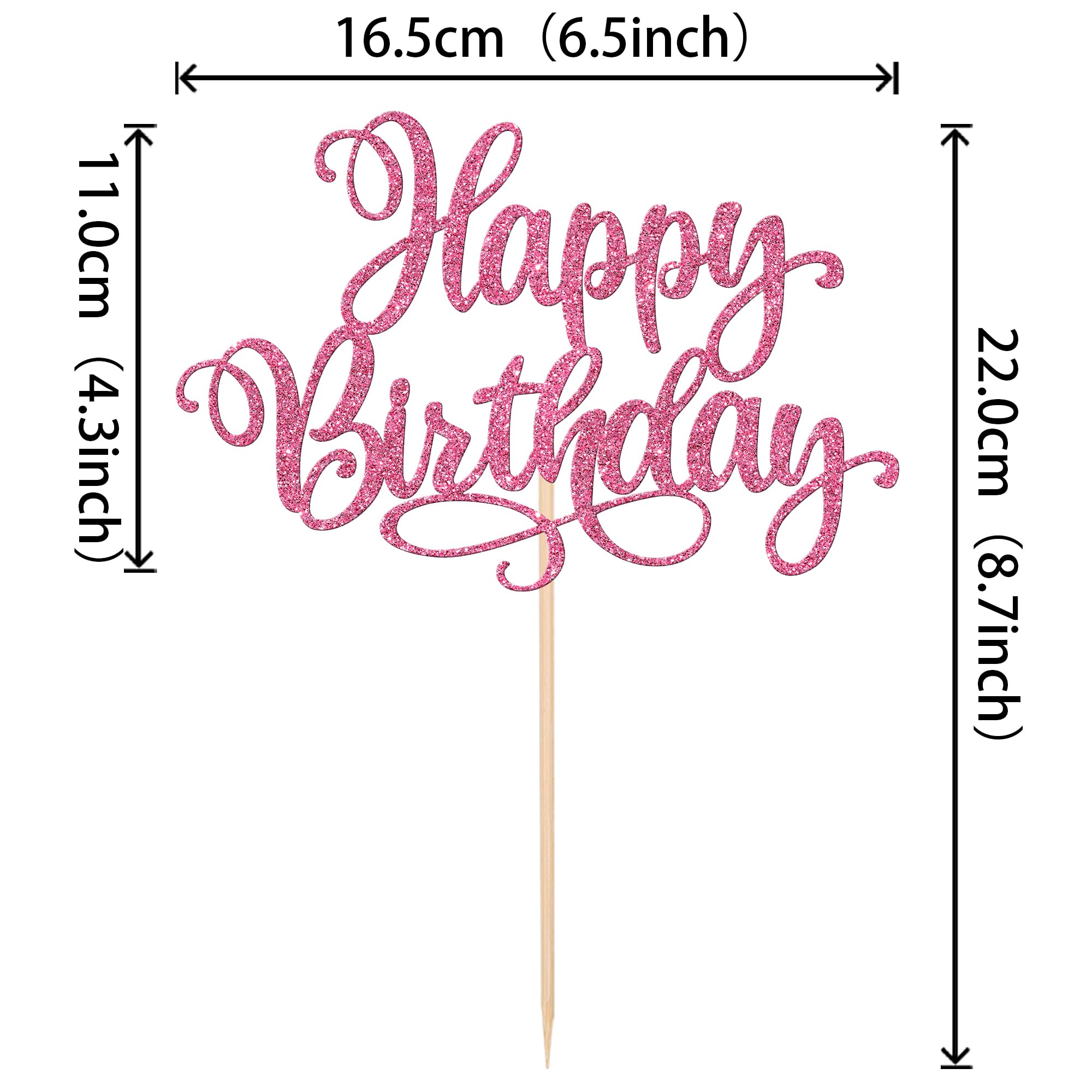 1 PCS Glitter Happy Birthday Cake Topper - Pink Birthday Cake Decorations for Anniversary Party, Wedding, Baby Shower & Celebration Supplies (Perfect for Cake Decorating, Cupcakes, Dessert Table Display)