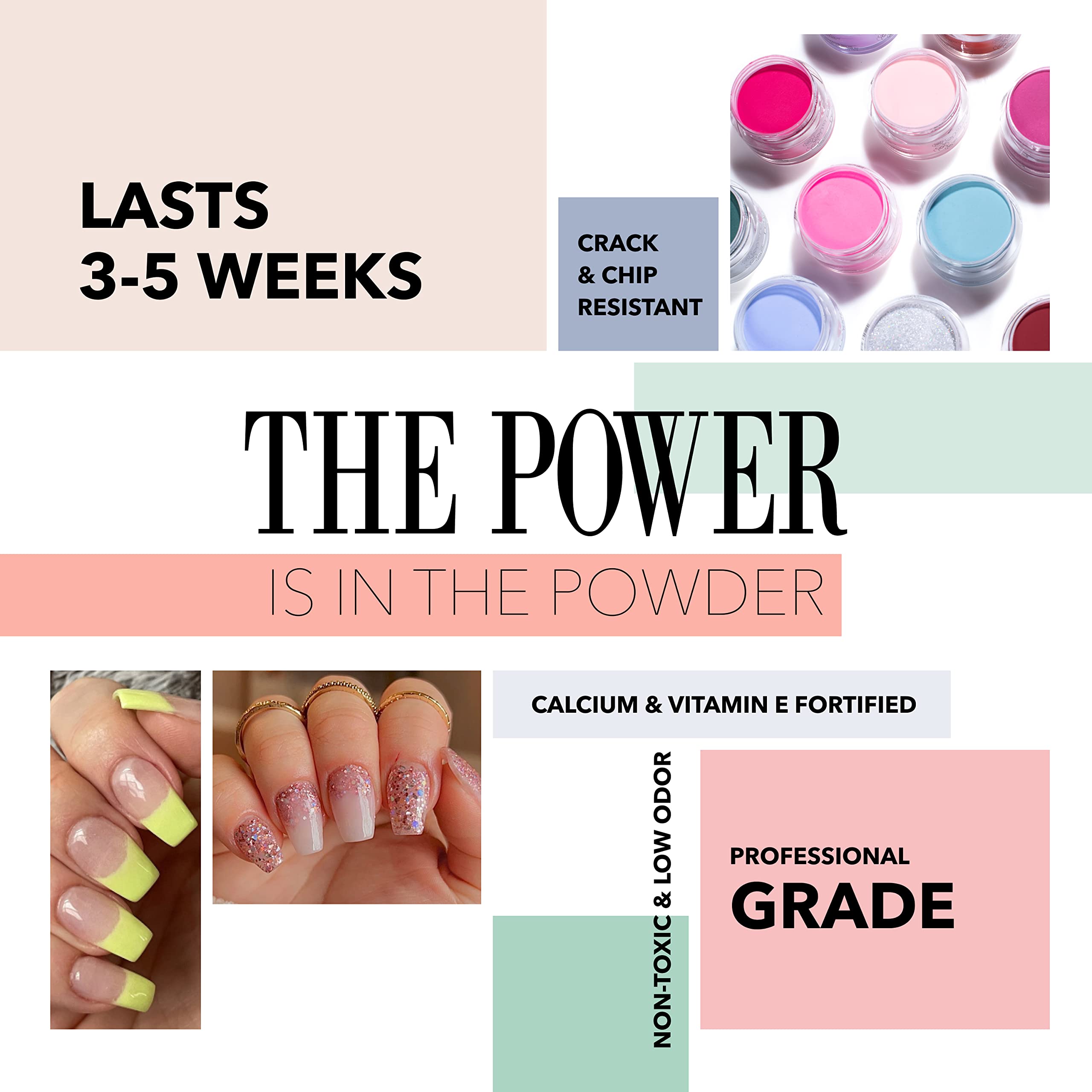 Revel Nail Dip Powder Set - Clear & Pink Chip-Resistant Nail Polish with Vitamin E & Calcium | DIY Manicure Kit for Salon-Quality Nails at Home | Perfect for Weddings, Parties & Everyday Wear