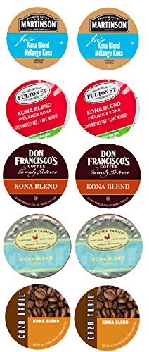 10 KONA & Hawaiian Tropical 2.0 Sampler Single Serve Coffee Cups - Kona Blends by Don Francisco + Caza Trail - Premium Hawaiian Coffee Variety Pack for Home, Office & Travel