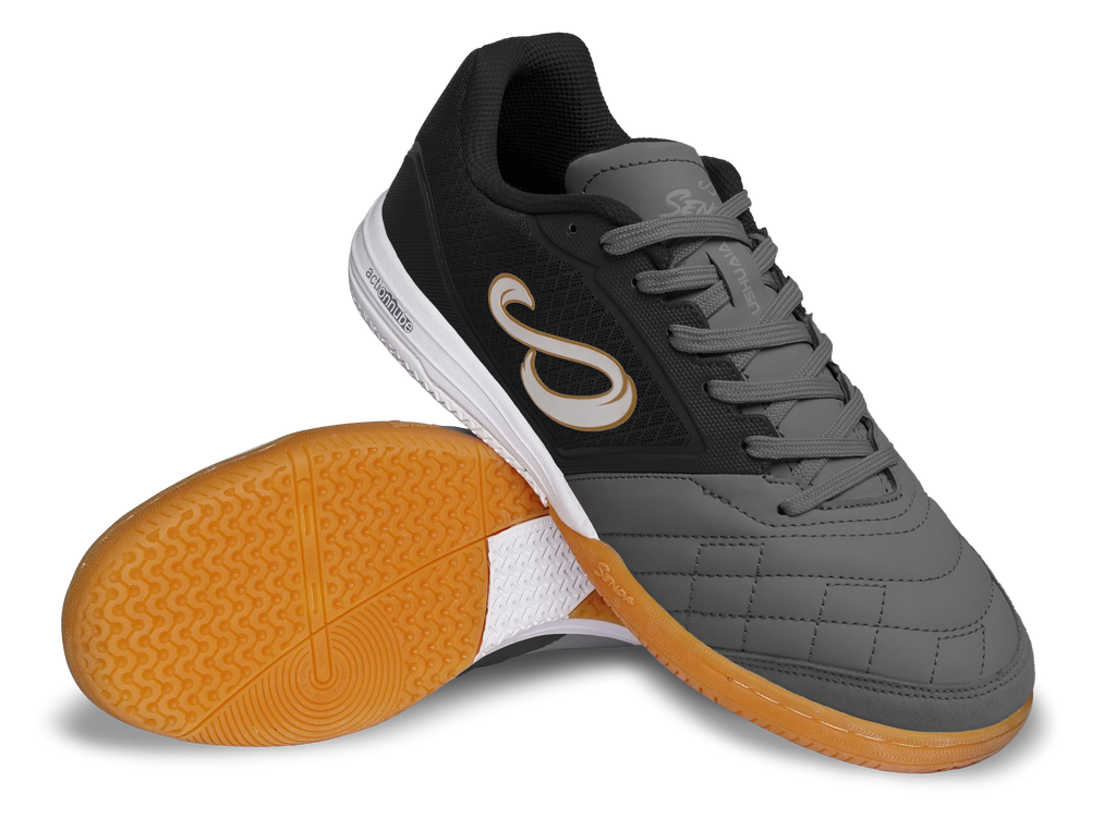 Senda Athletics USHUAIA Club 2.0 Futsal Soccer Shoes for Men - Black Indoor Football Cleats for Court & Gym Training