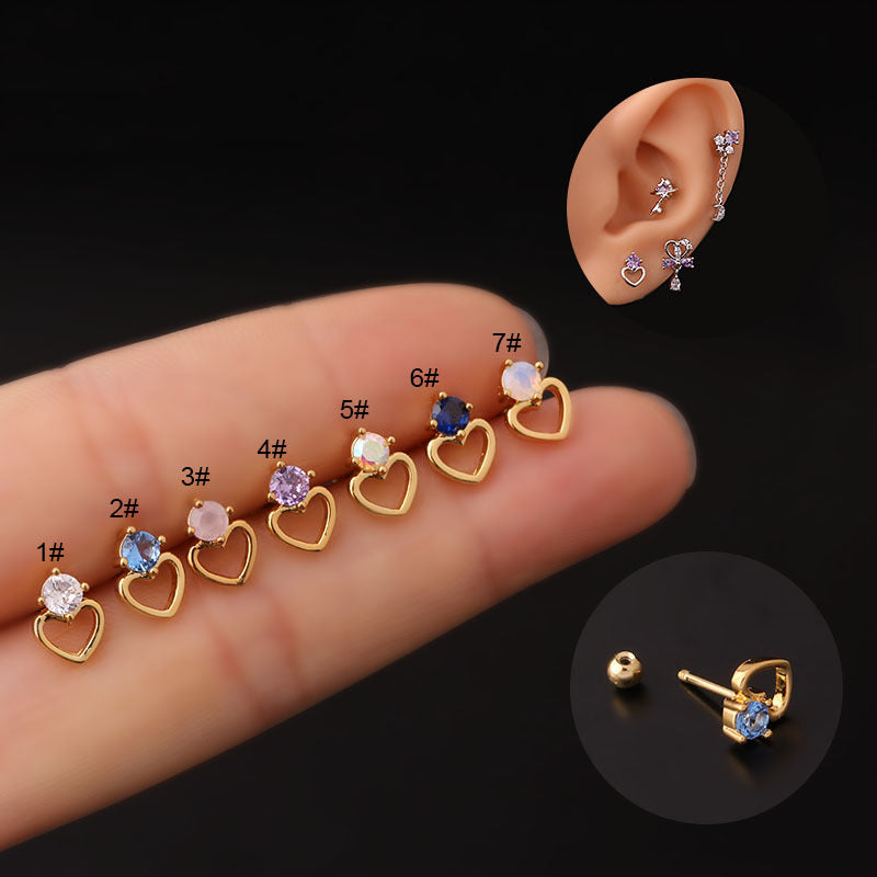 20G Sweet Hollow Heart Tragus Cartilage Piercing Stud - Hypoallergenic Stainless Steel Earrings for Women | Perfect for Daily Wear, Parties & Gifts (HSPJ724)