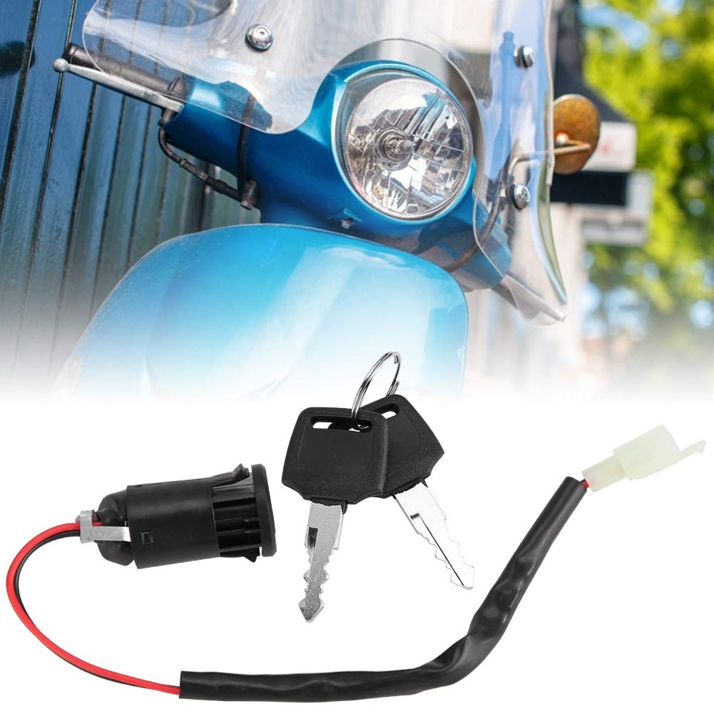 2 Pcs Motorcycle Ignition Switch Lock and Key Set - Universal Replacement for Bike, Tricycle, Electric Scooter & E-Bike - Waterproof & Durable Key Switch with Keys - Perfect for Commuting, Off-Roading & Urban Riding Accessories