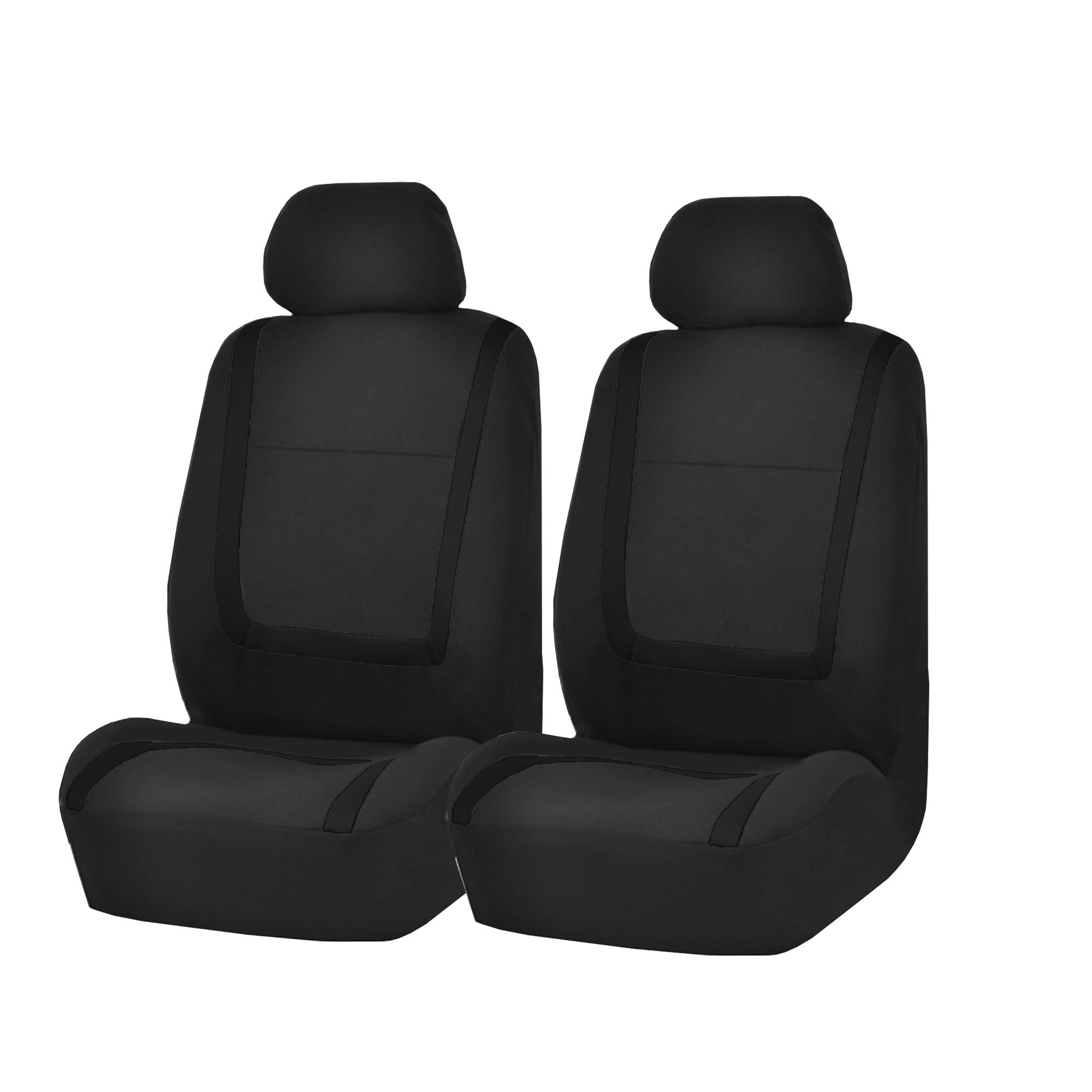 Universal Fit Flat Cloth Car Seat Covers for Cars, Trucks & SUVs - Breathable Black Fabric Protectors | Perfect for Daily Commute, Road Trips & Family Travel