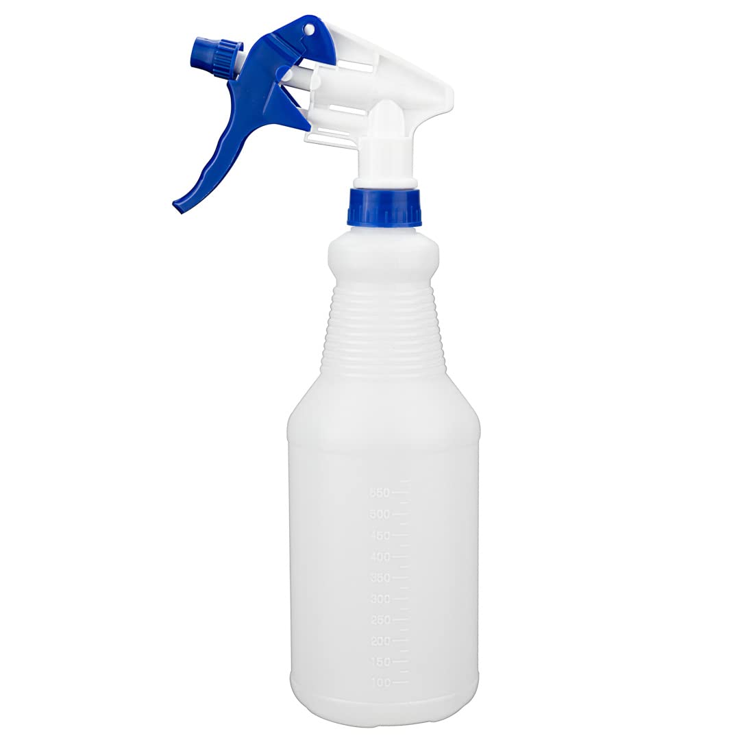 25oz Cleaning Spray Bottles (3-Pack) - Refillable, Leak-Proof with Measurement Marks & Adjustable Mist/Stream Nozzle - Blue Plastic Solution Bottles for Kitchen, Bathroom, Janitorial & Commercial Cleaning