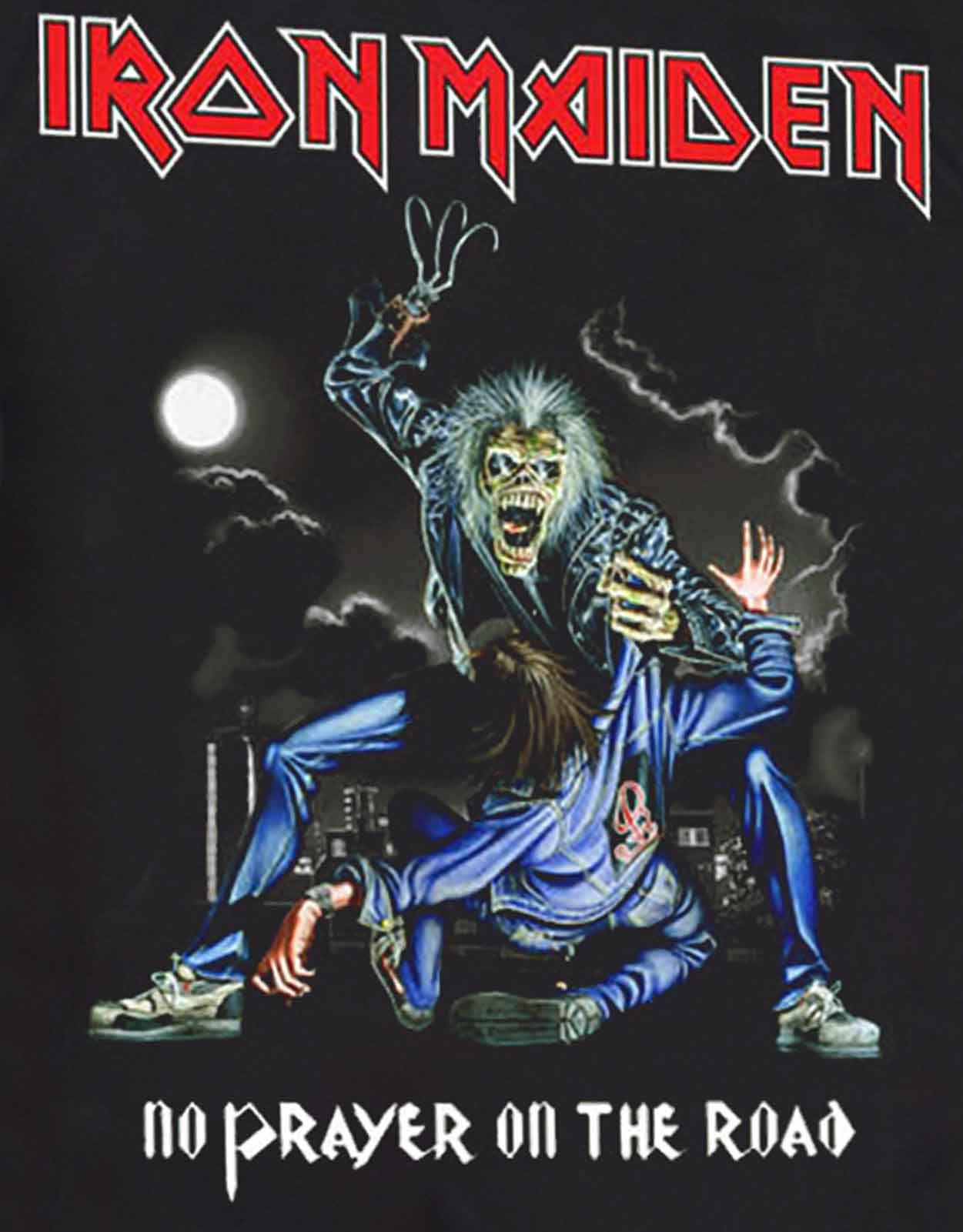 Iron Maiden No Prayer On The Road Men's Graphic T-Shirt - Black Cotton Band Tee for Concerts, Rock Music Events & Casual Wear