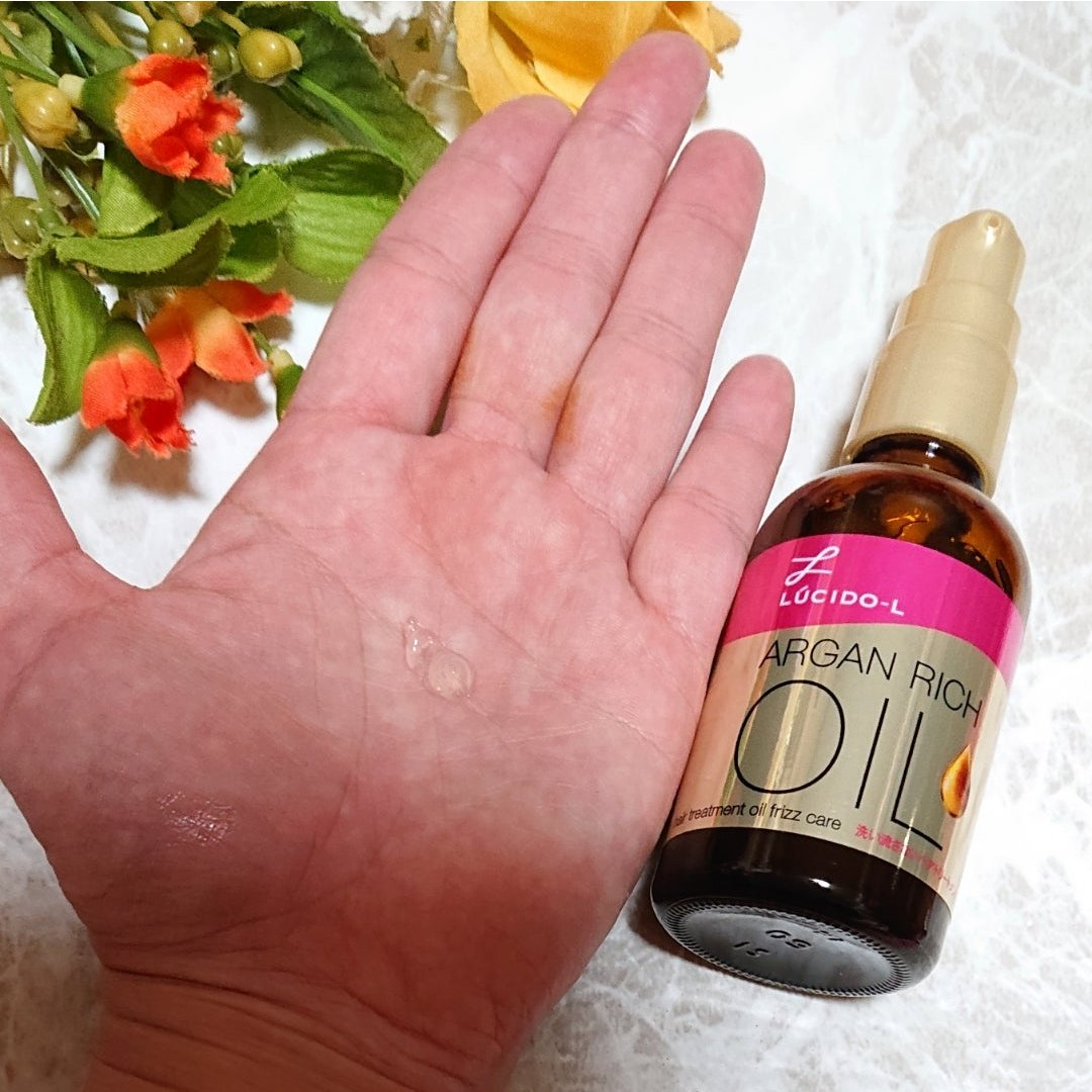 Lucido L Argan Rich Hair Treatment Oil - 60ml Moroccan Argan Oil for Frizzy, Dry & Damaged Hair - Hydrating Hair Care for Smooth & Shiny Hair - Perfect for Daily Use & Salon Treatments