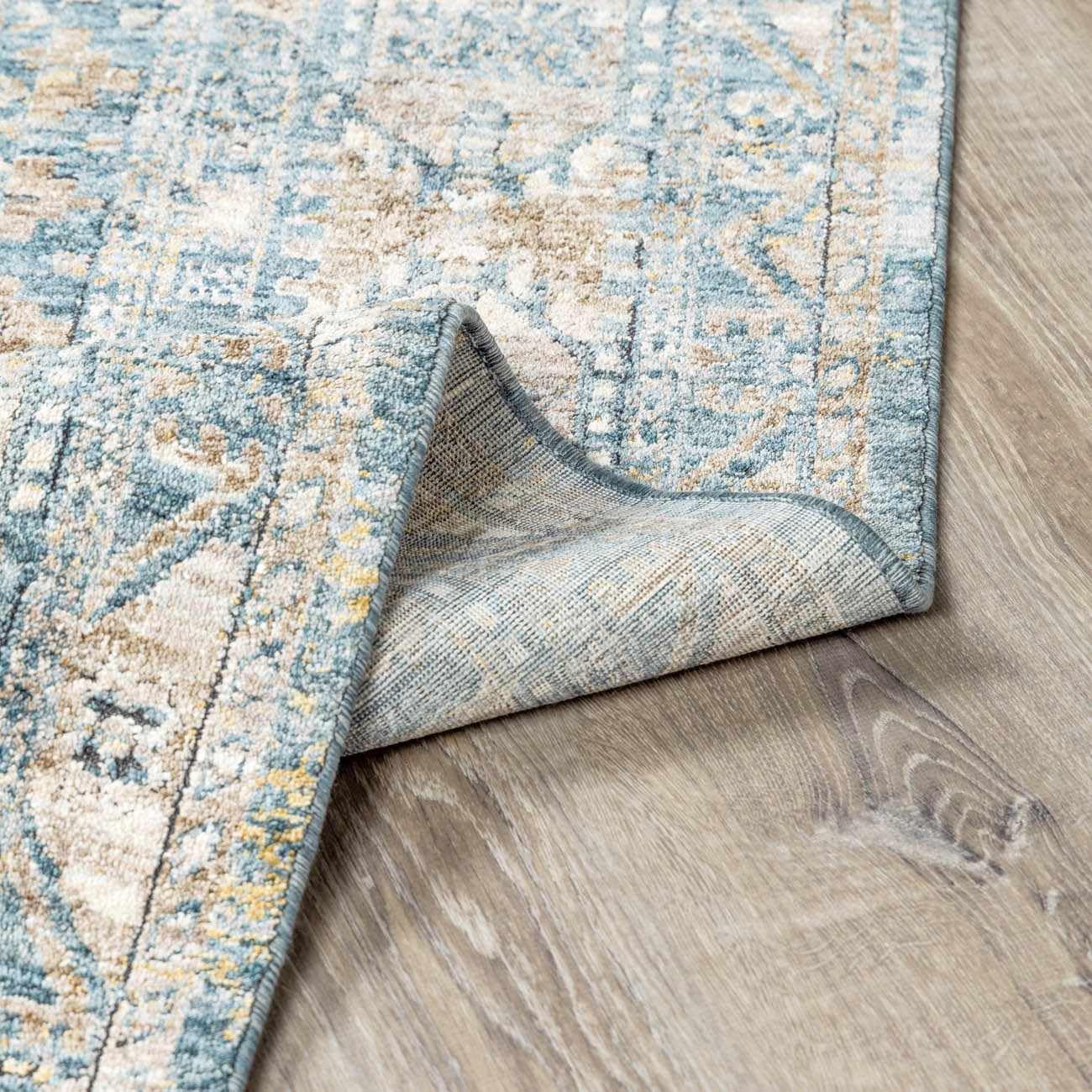 Hauteloom Cooranbong Traditional Area Rug - Beige, Brown, Blue - 2' x 3' - Soft Living Room & Bedroom Carpet for Home Decor - Perfect for Cozy Spaces, Dorm Rooms, and Office Spaces